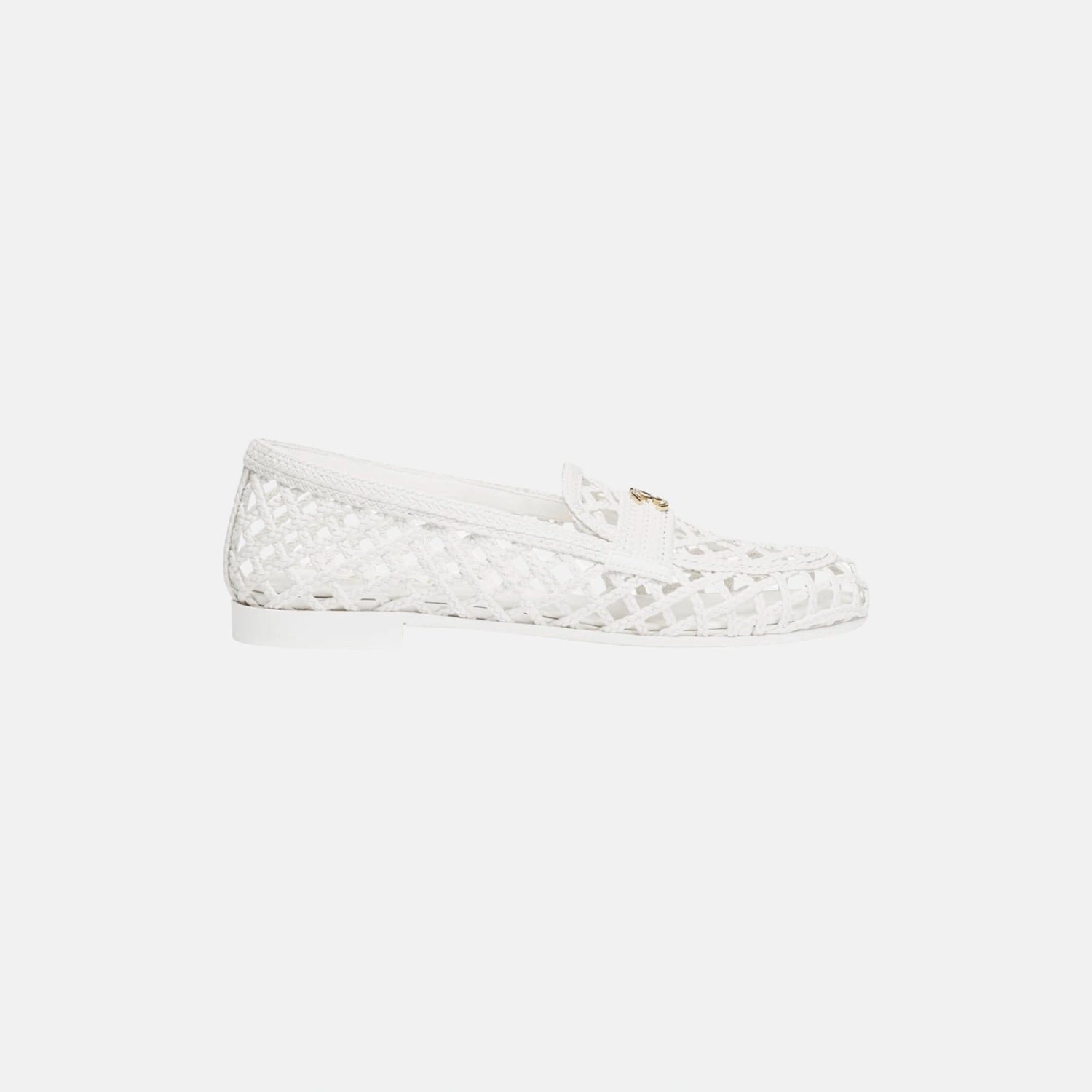 Chanel Moccasins in Lambskin, White, Side