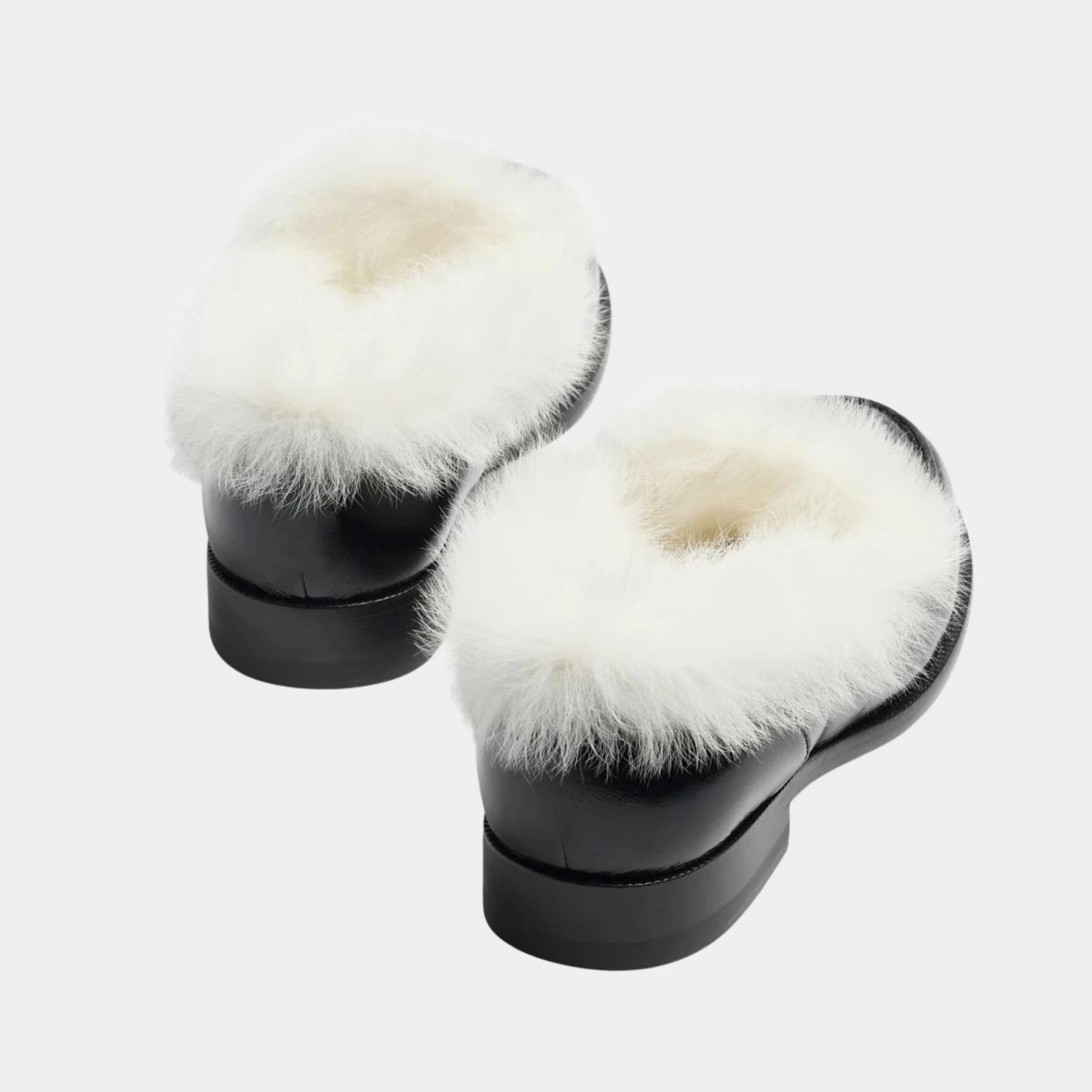 Moccasins Shiny Crumpled Lamb &amp; Wool Lamb Black &amp; white, Back