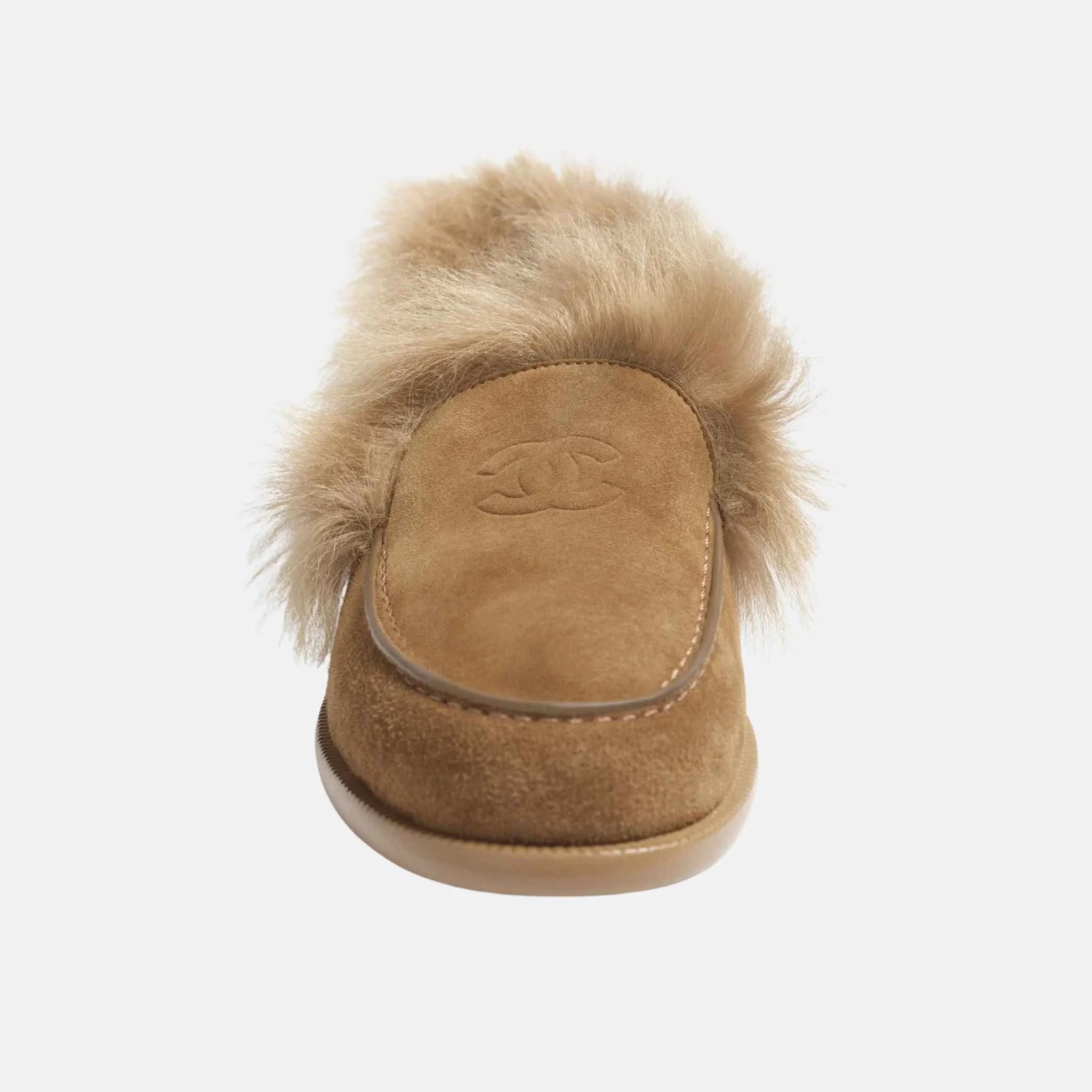 Chanel Moccasins Suede Kidskin And Shearling Lambskin, Front