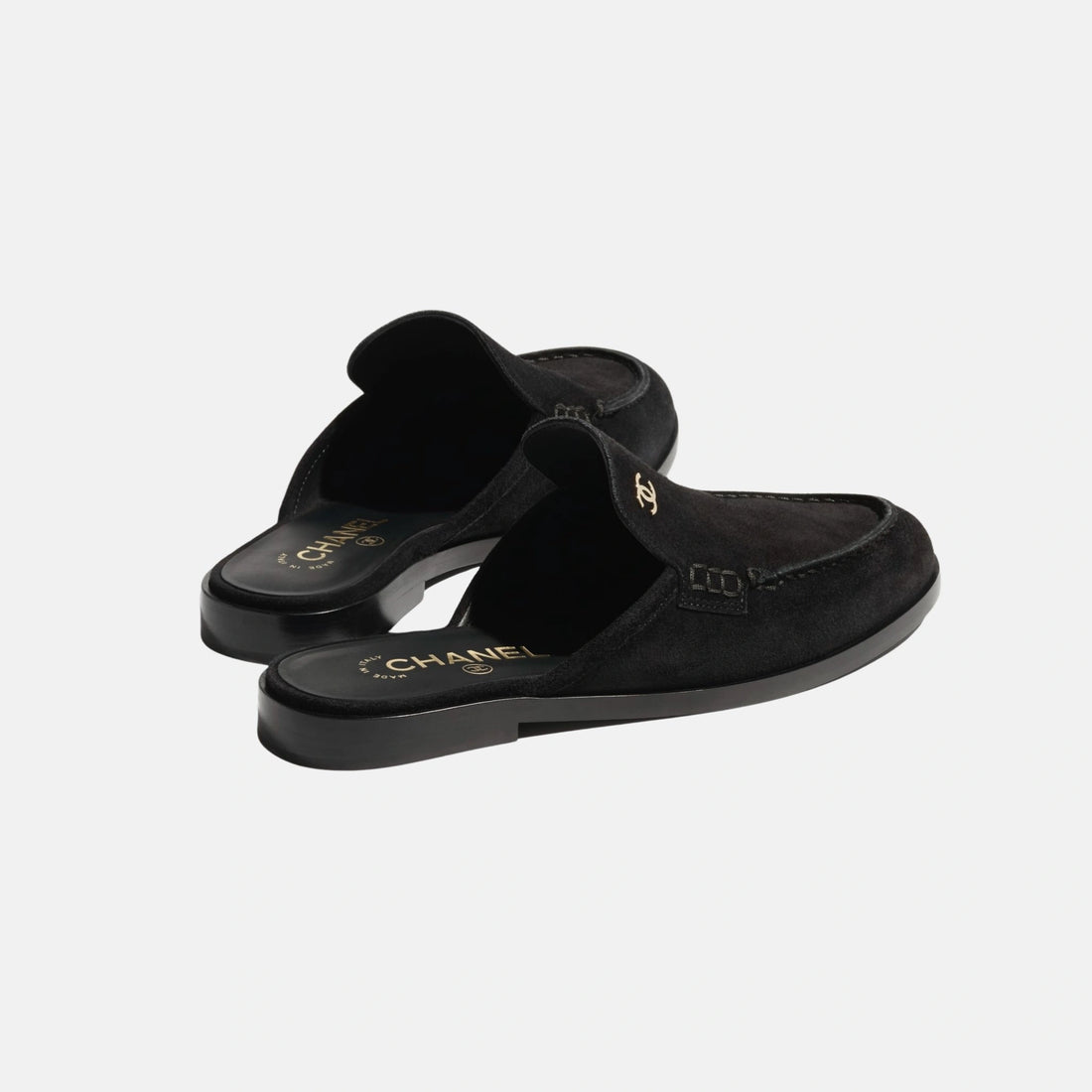 Chanel Mules in Black Calfskin, Suede, Back
