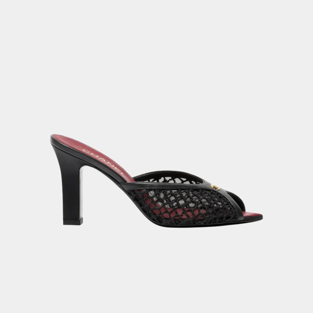 Chanel Mules in Black Mixed Fibers Cotton &amp; Lambskin, Side