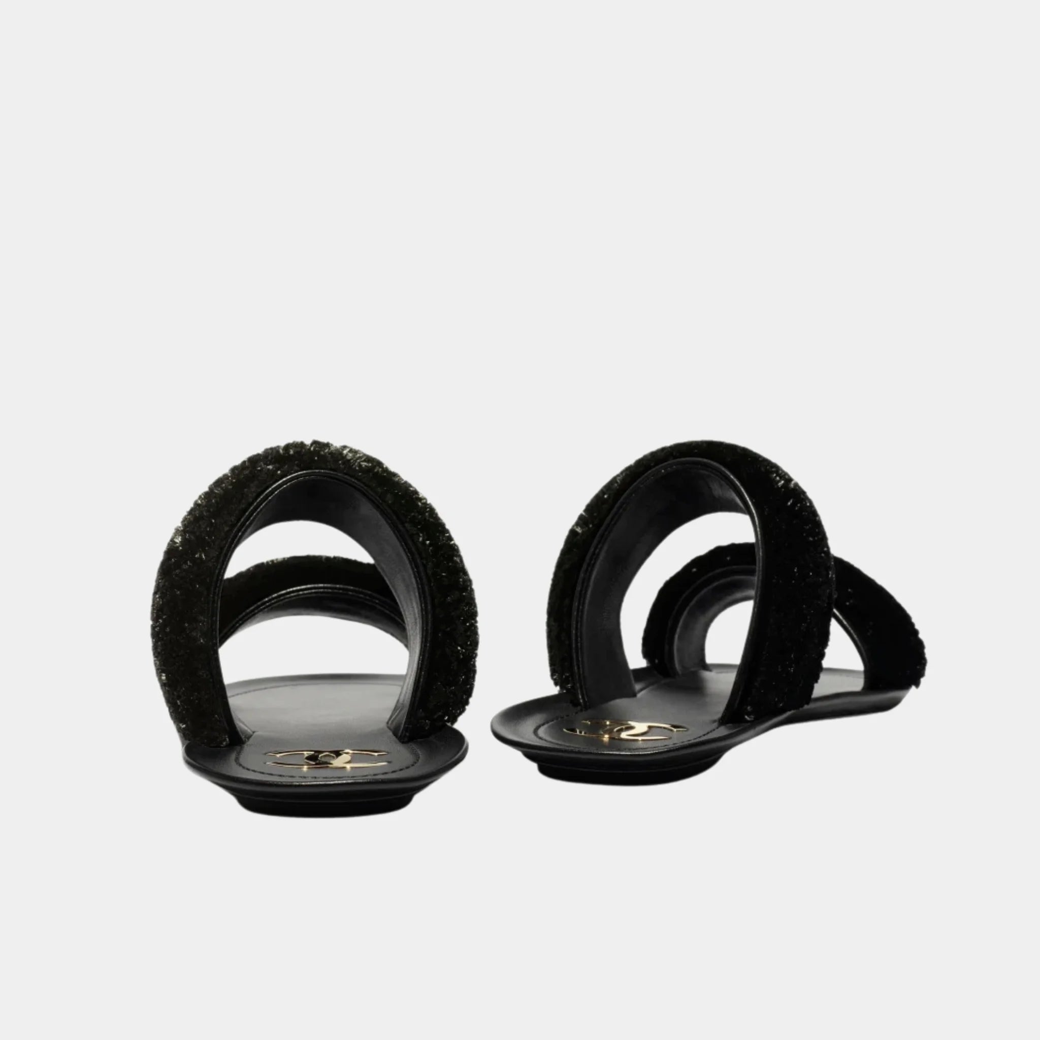 Chanel Mules in Raffia, Black, Back