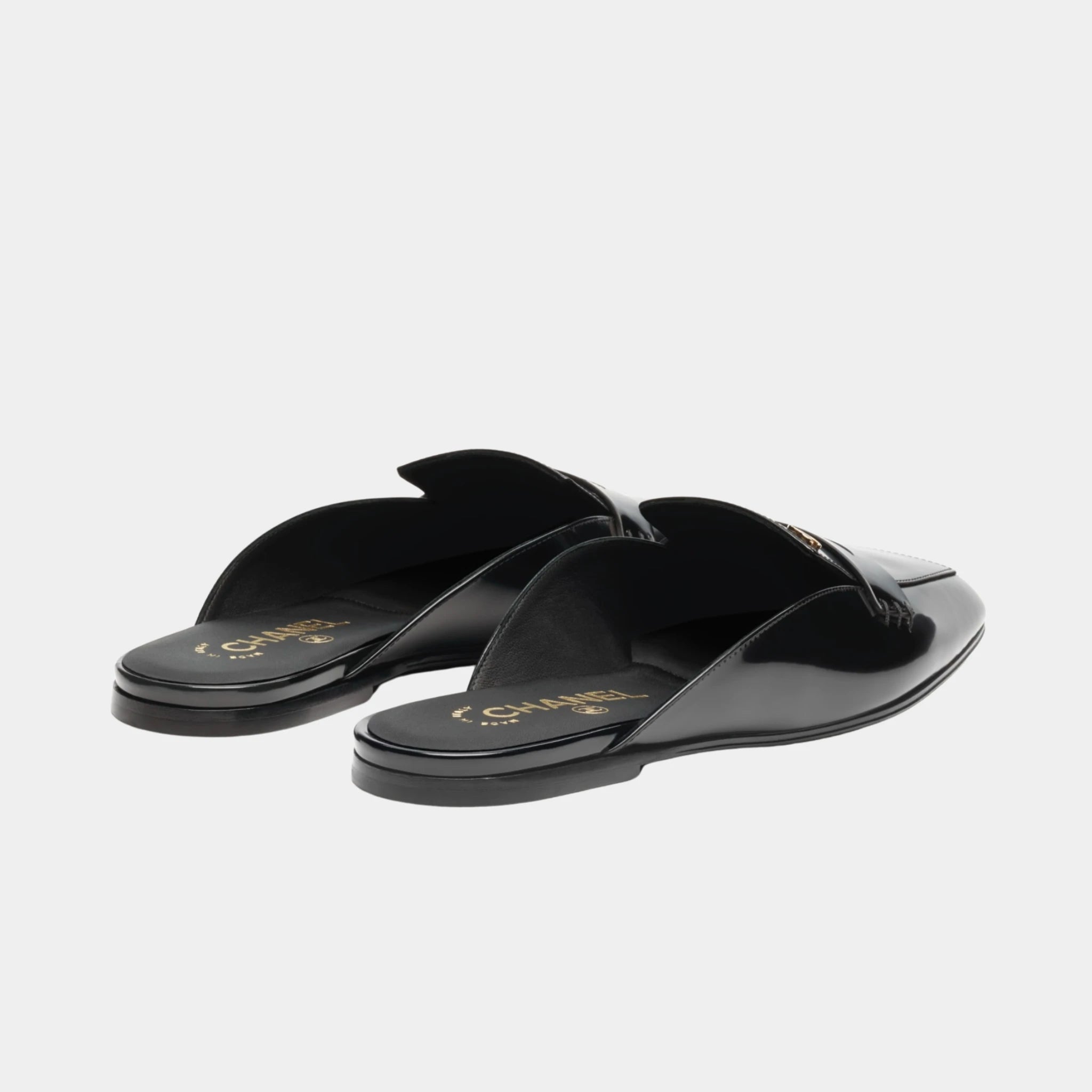 Chanel Mules in Shiny Calfskin, Black, Back