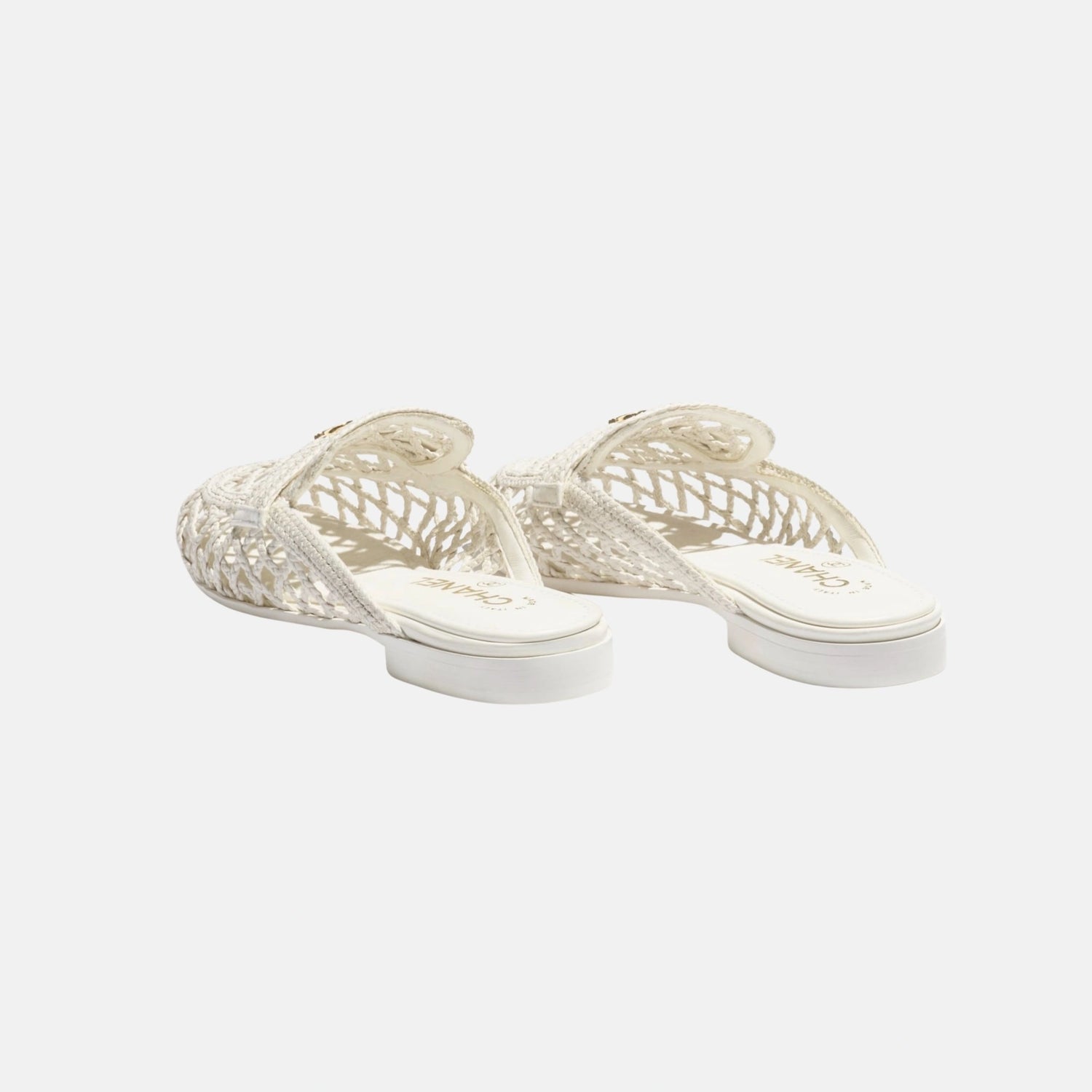 Chanel Mules in Lambskin, White, Back