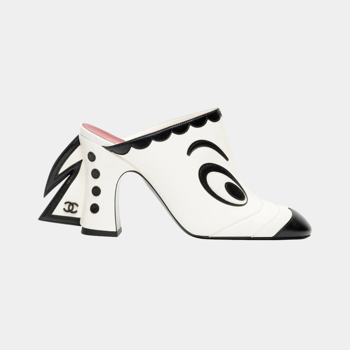 Mules Lambskin White & Black