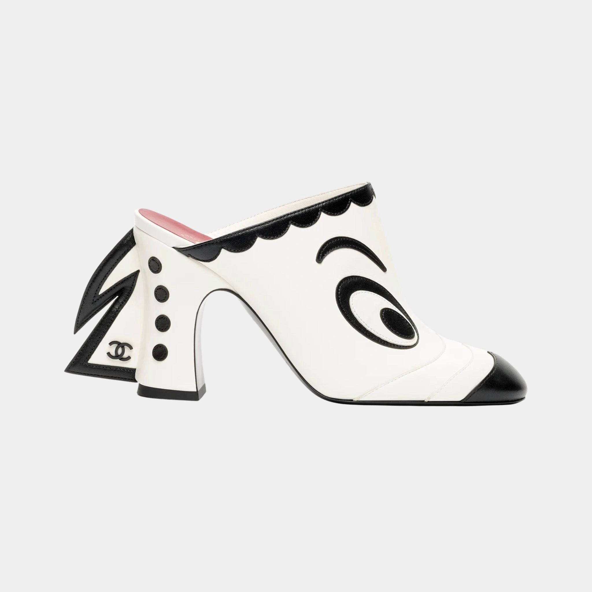 Chanel Mules Lambskin White &amp; Black