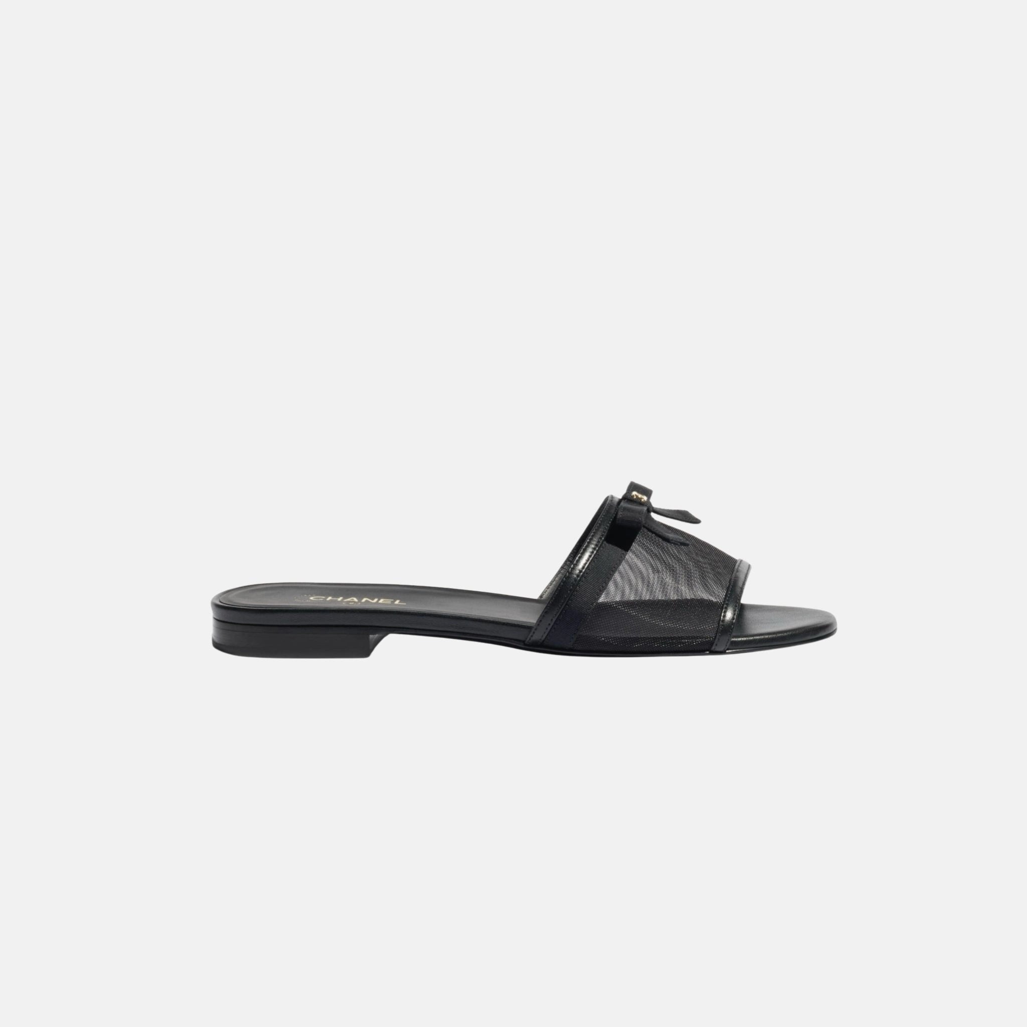 Chanel Mules in Mesh, Black, Side