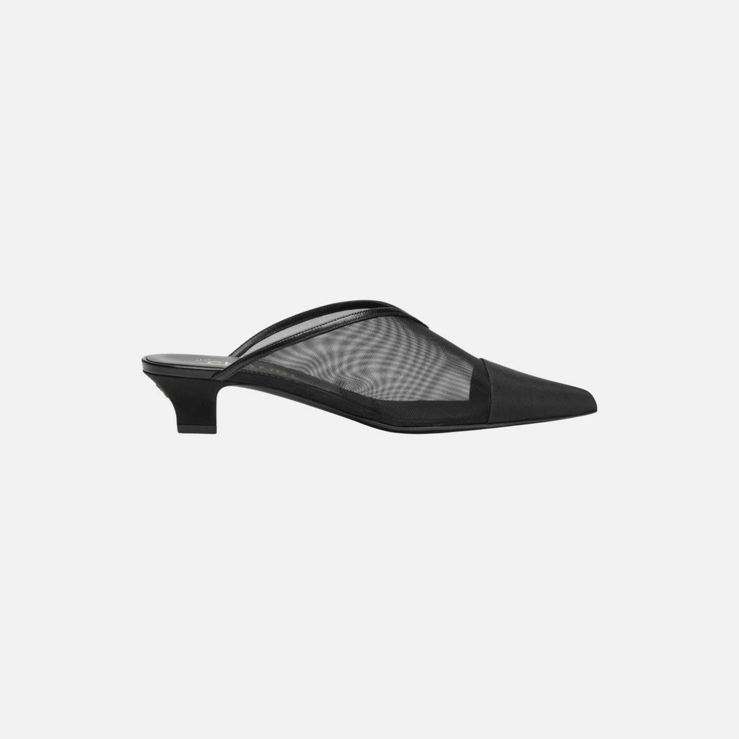 Chanel Mules in Mesh and Grosgrain, Black, Side
