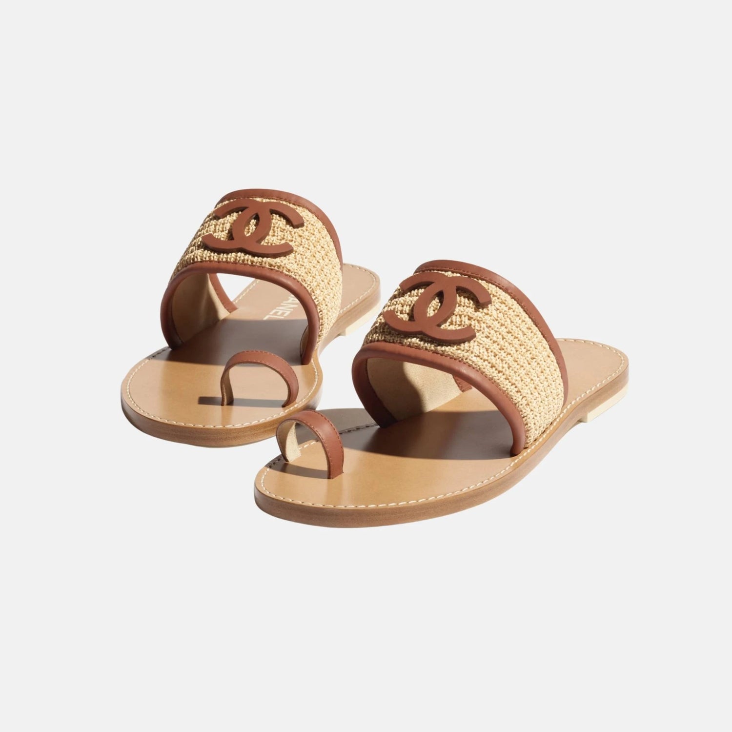 Chanel Mules in Raffia and Lambskin, Front