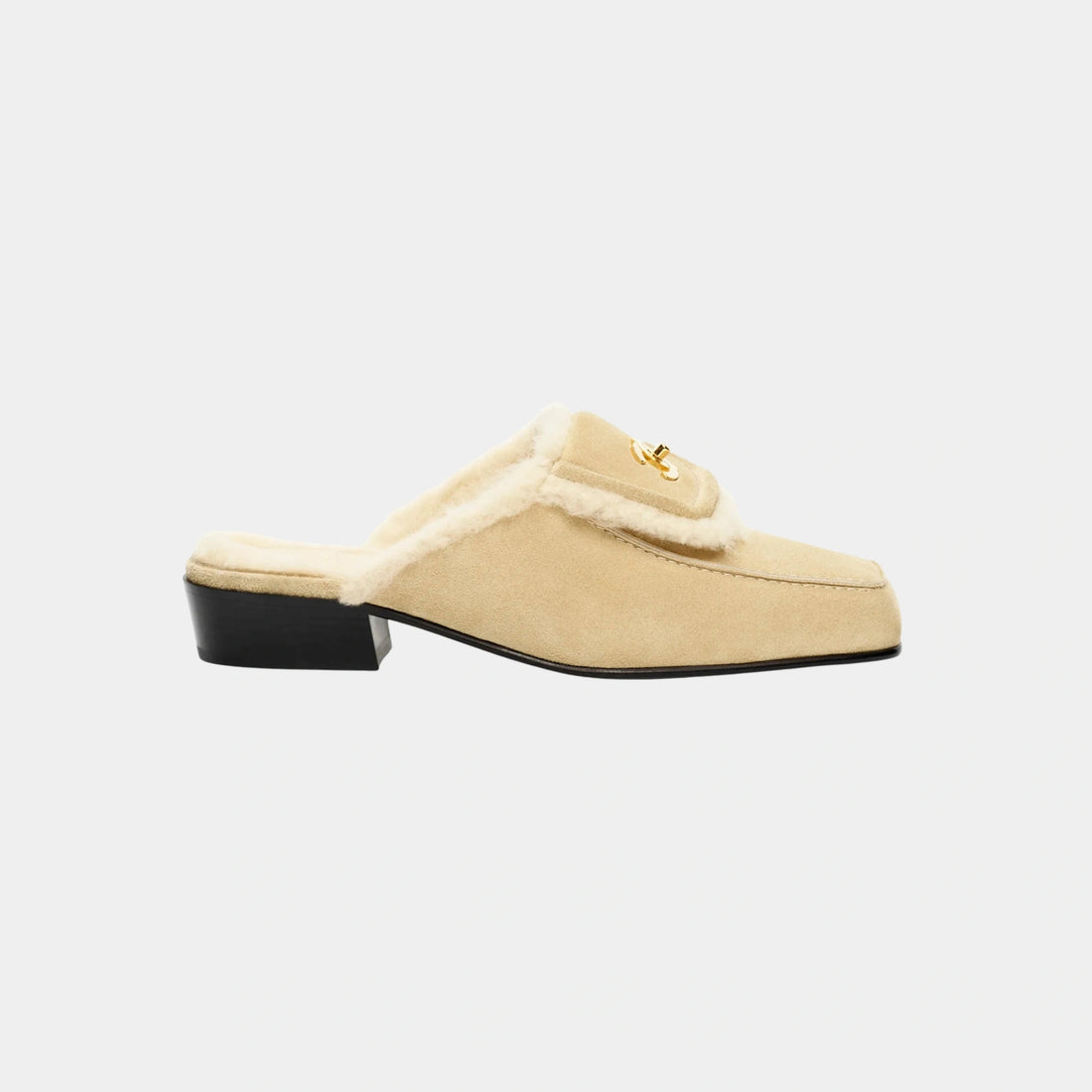 Mules Suede Calfskin &amp; Shearling Lambskin Beige