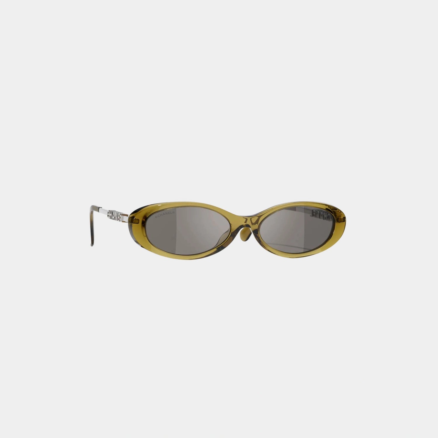 Chanel Oval Sunglasses in Acetate and Metal, Olive