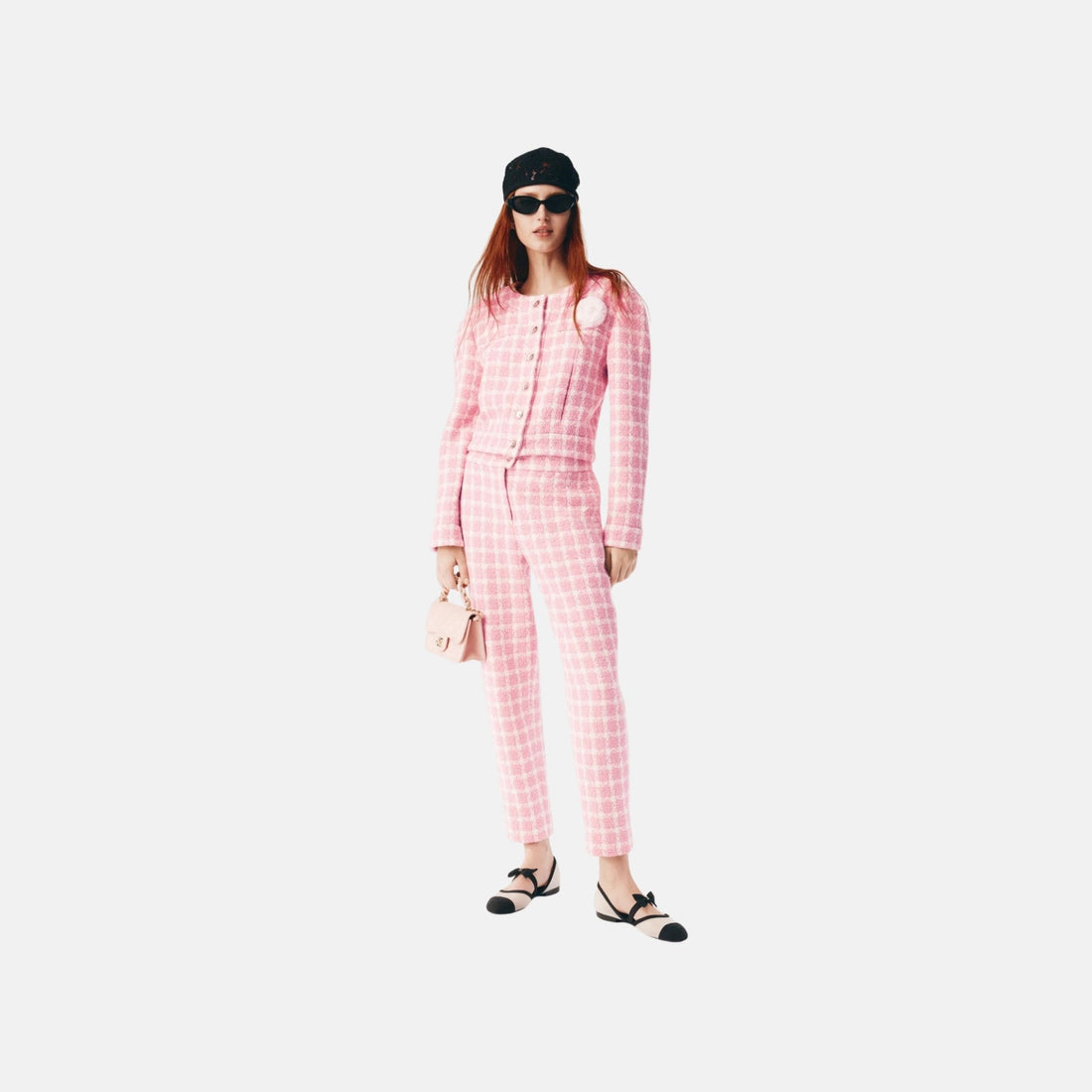 Chanel Pants in Pink and Ecru Wool Tweed, Front