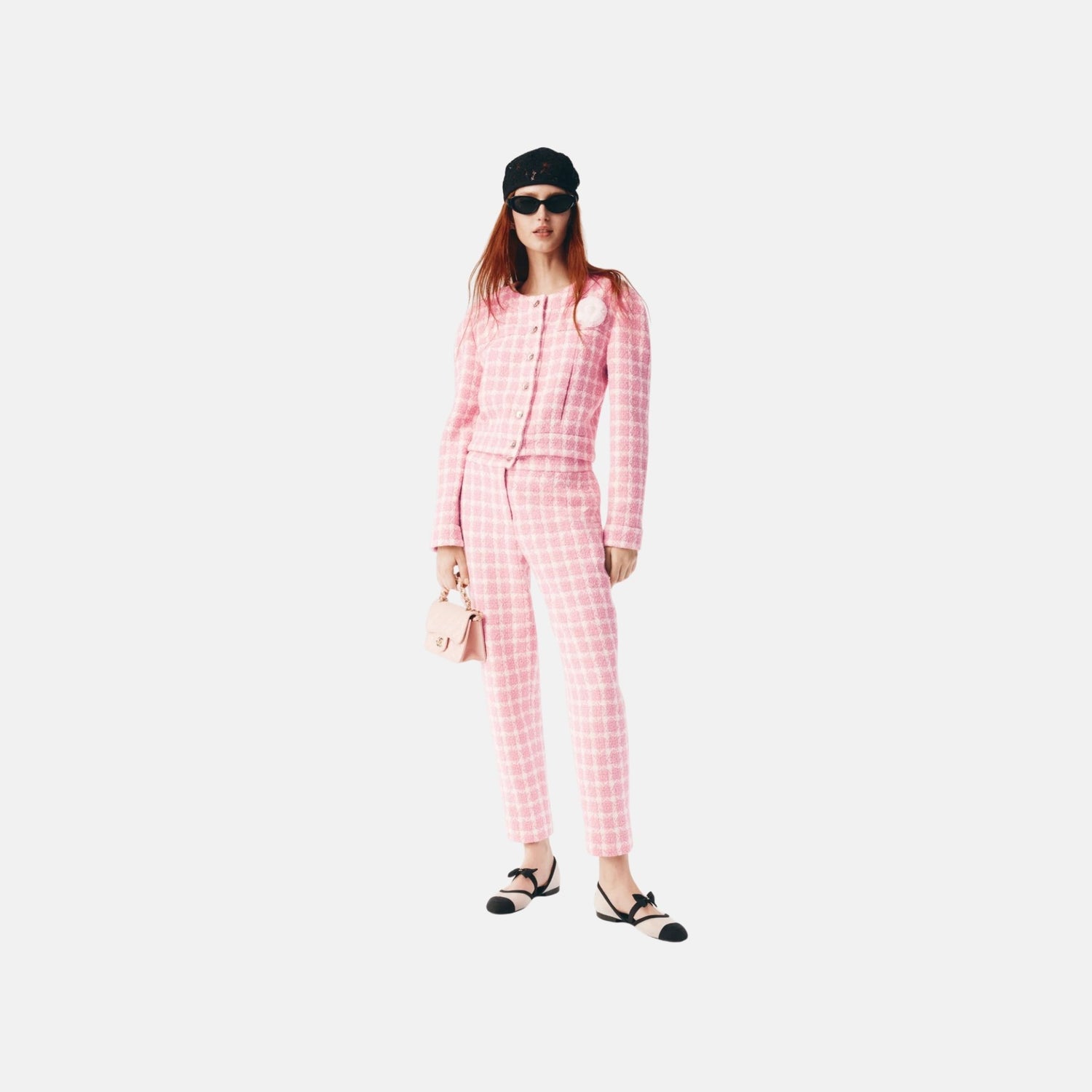 Chanel Pants in Pink and Ecru Wool Tweed, Front