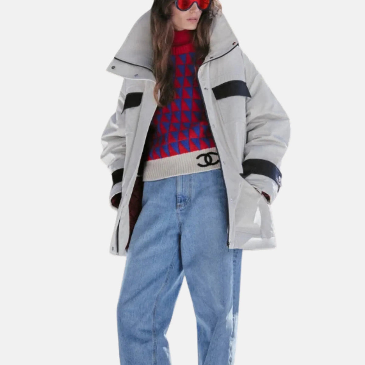 Parka Mixed Fibres in Grey and Black — grey and black