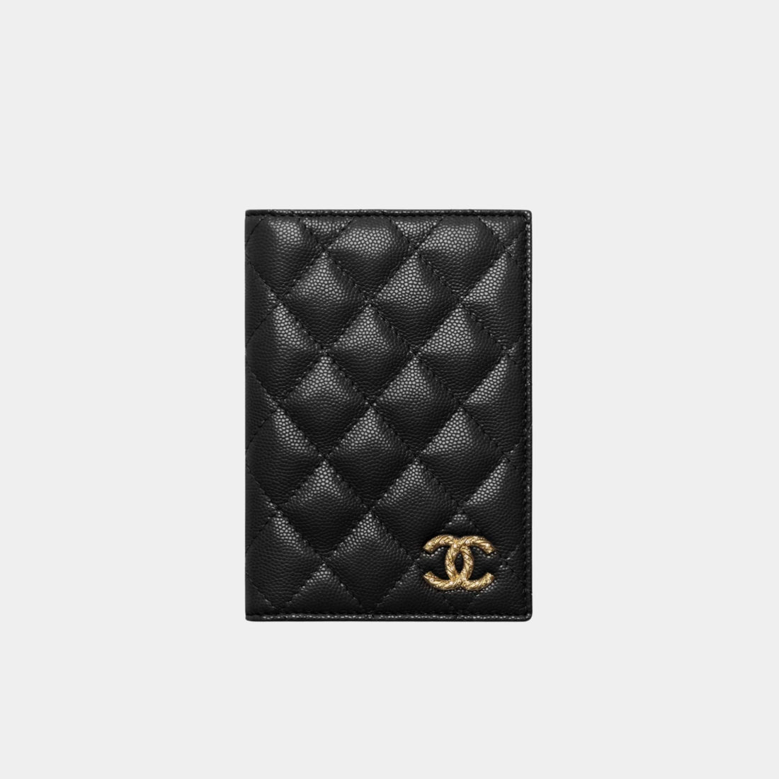 Chanel Passport Holder Strass Shiny Grained Calfskin & Gold Tone Metal, Black
