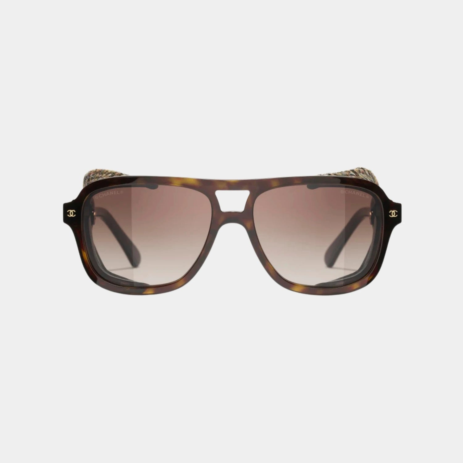 Pilot Glasses in Acetate Tweed and Leather