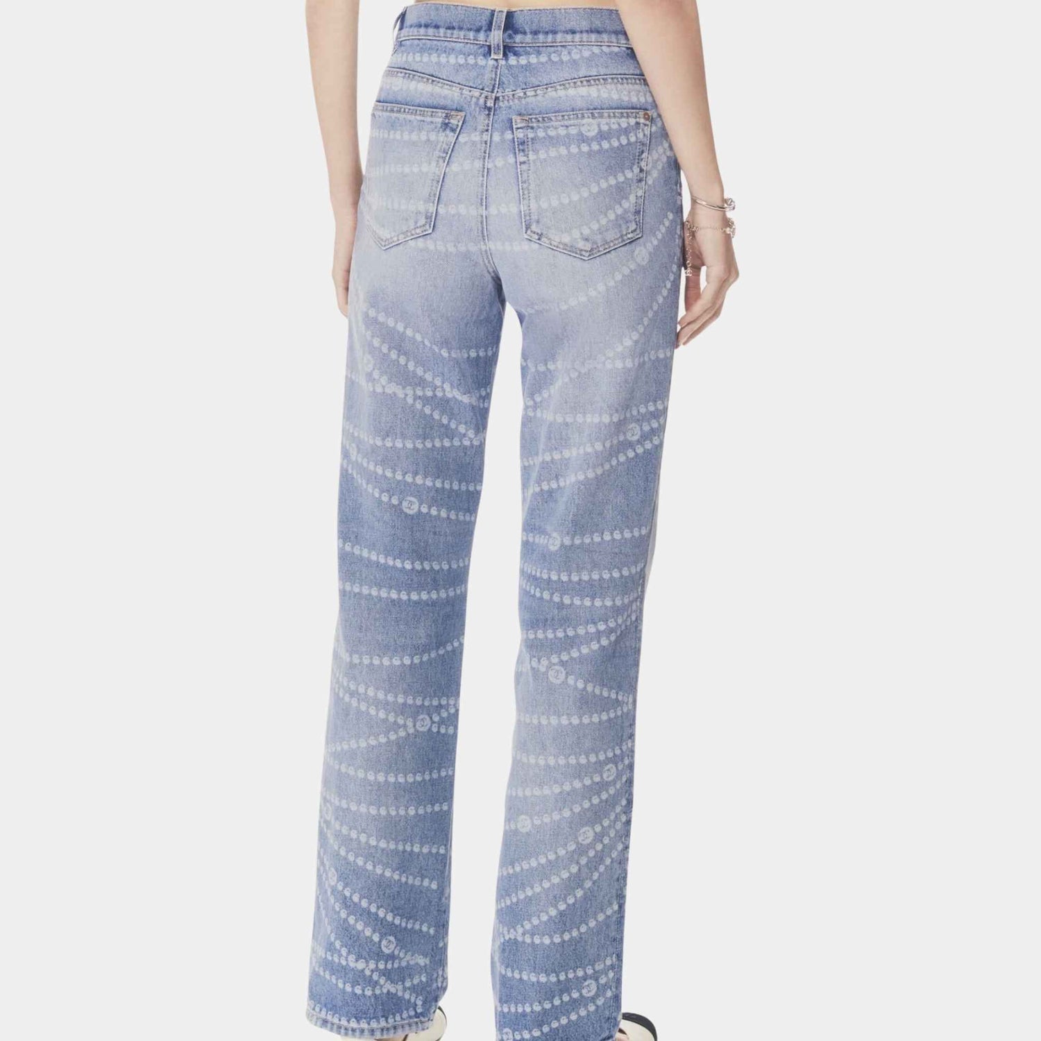 Chanel Printed Washed Blue and White Denim Jeans, Back