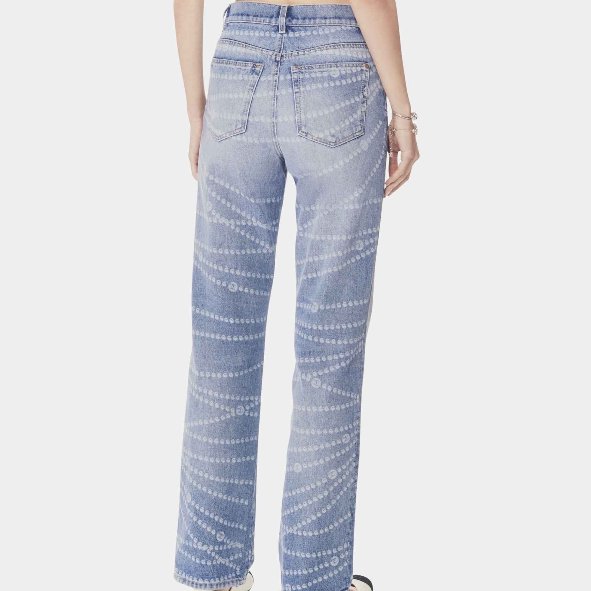 Chanel Printed Washed Blue and White Denim Jeans, Back