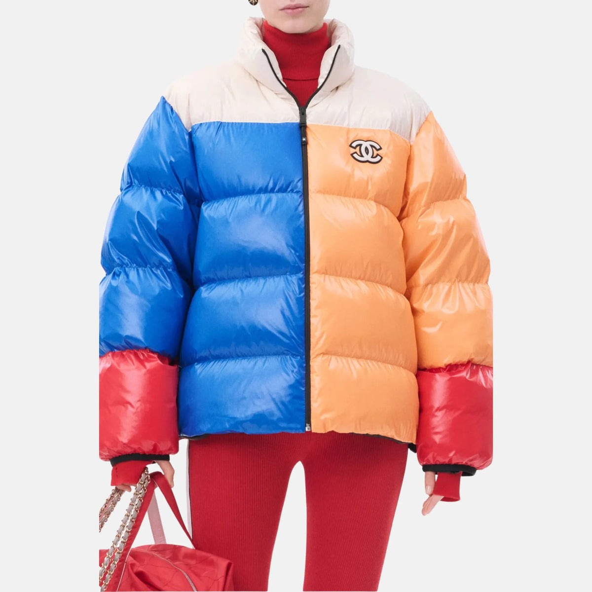 Puffer Coat Mixed Fibres in Multicolour — Multicolour