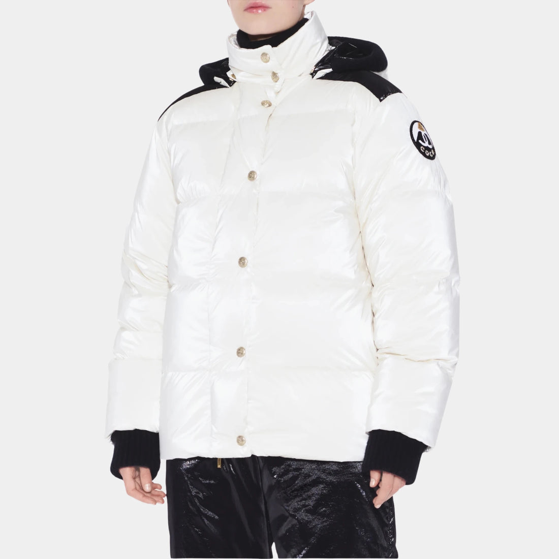 Chanel Puffy Jacket Mixed Fibers in Black and White, Front