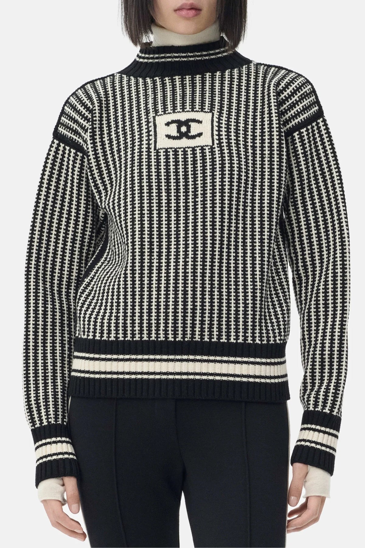 Pullover Wool & Silk in Ecru and Black