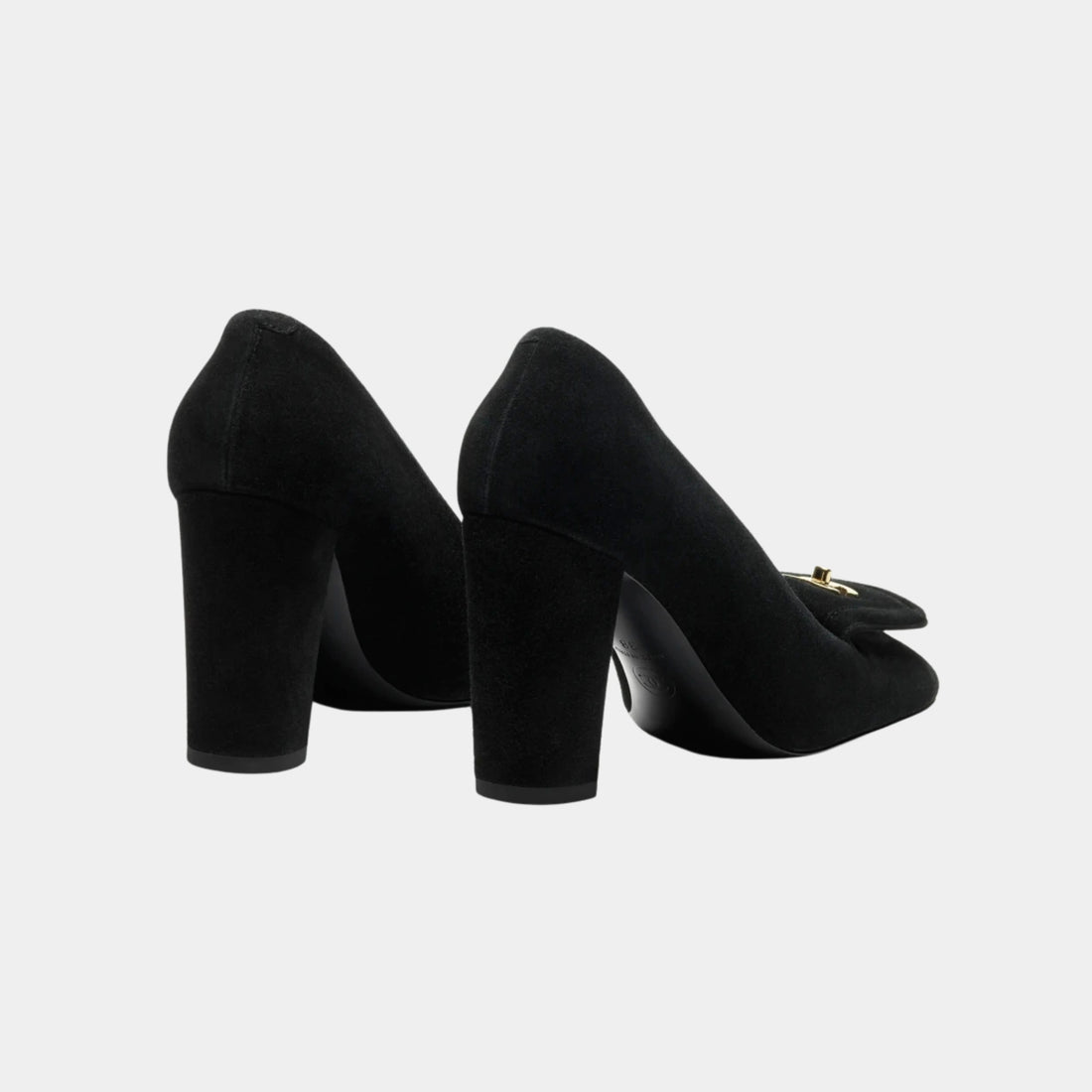 Chanel Pumps in Black Suede Calfskin, Back