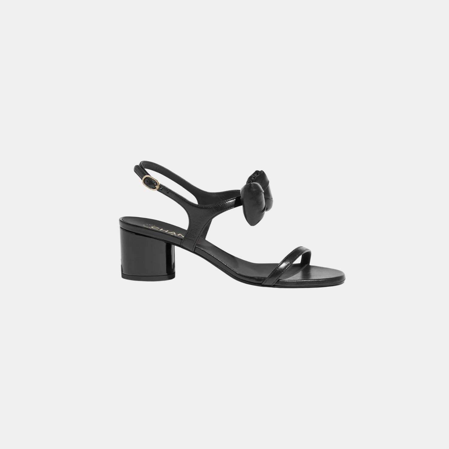 Chanel Sandals Lambskin, Black, Side