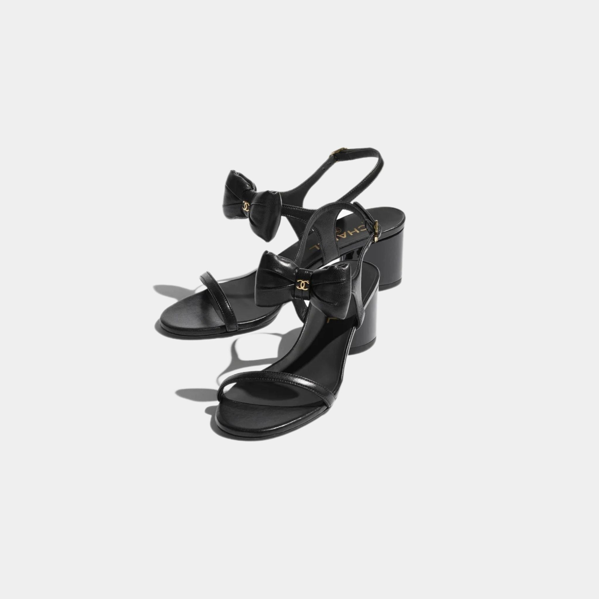 Chanel Sandals Lambskin, Black, Top