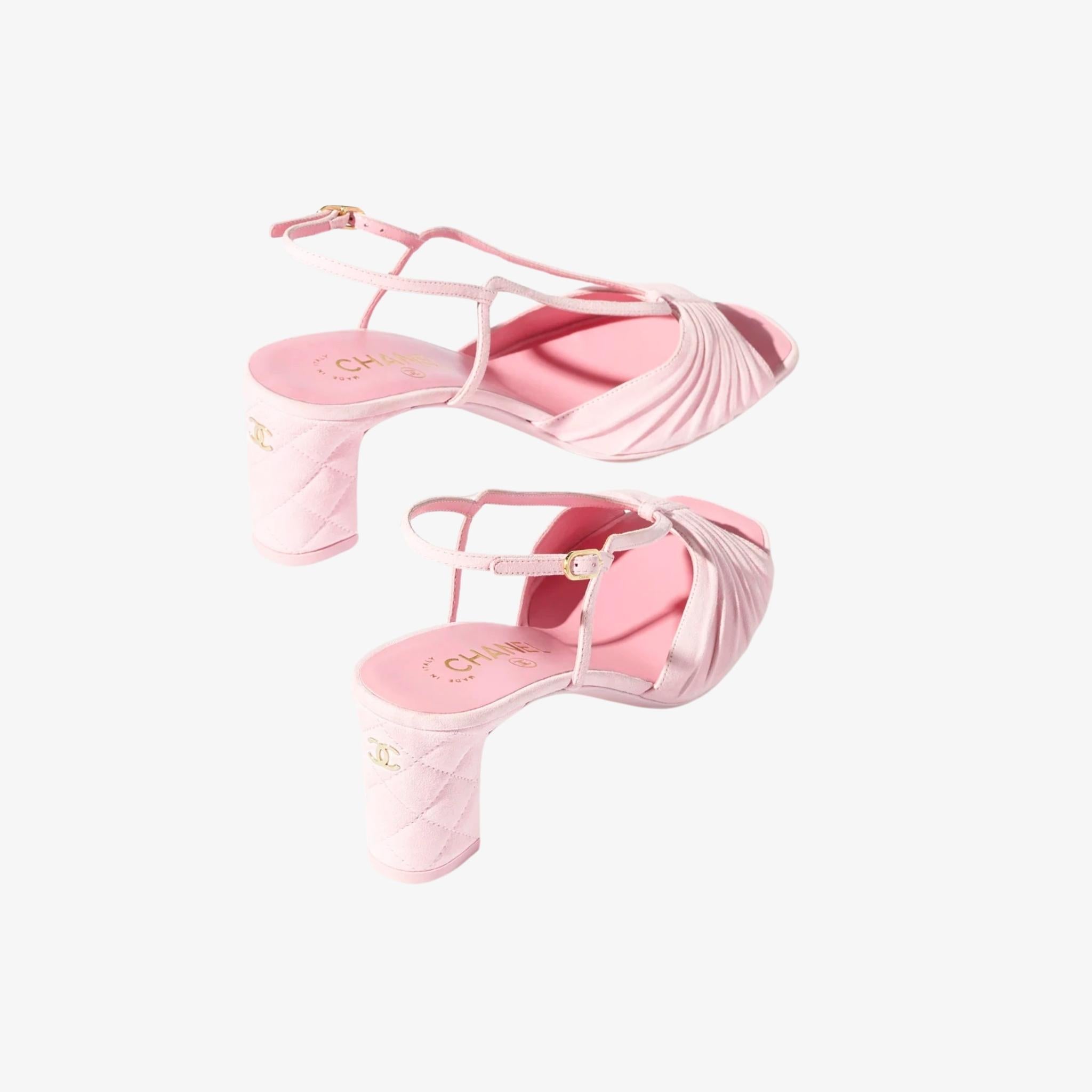 Chanel Sandals Suede Kidskin Light Pink, Back