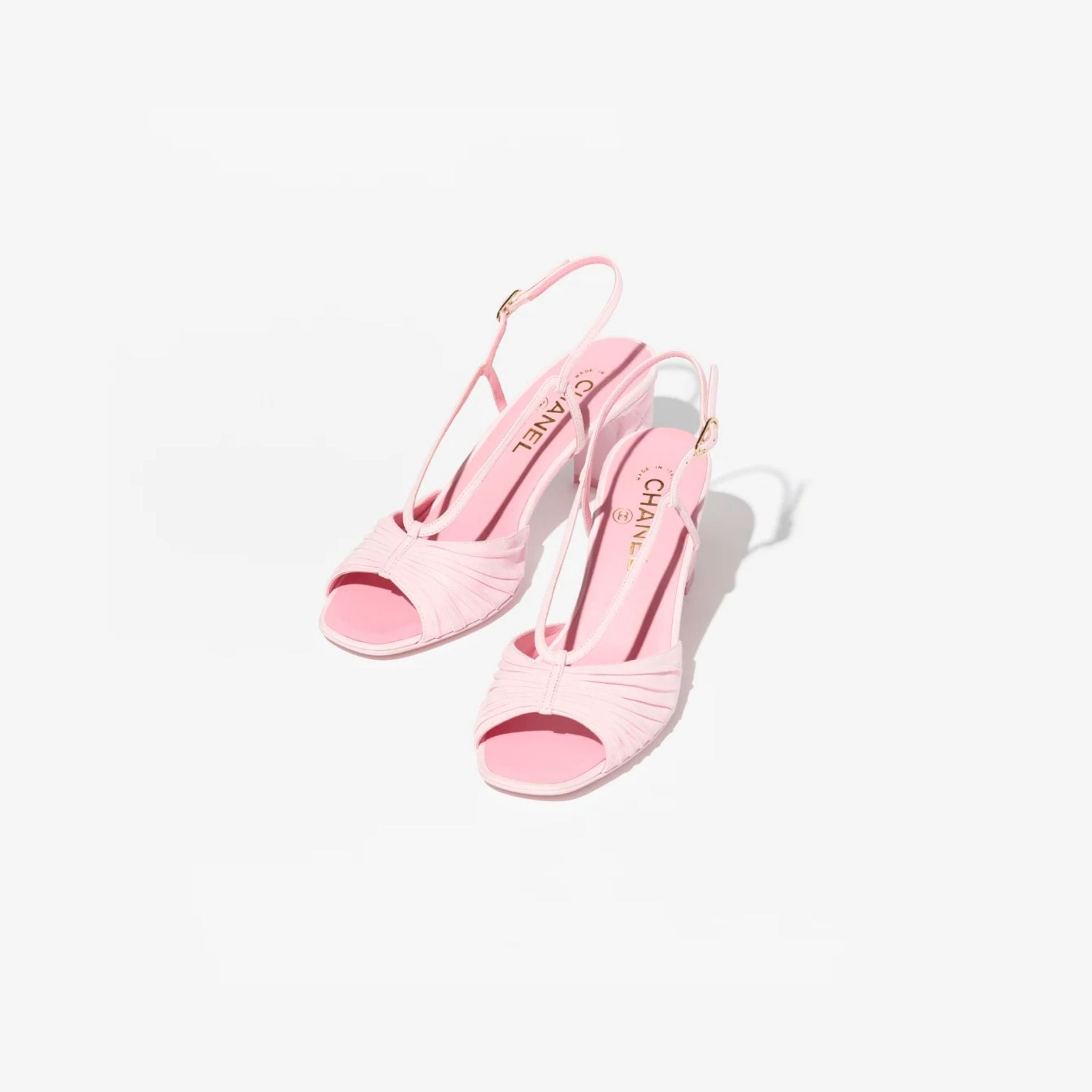 Chanel Sandals Suede Kidskin Light Pink, Front