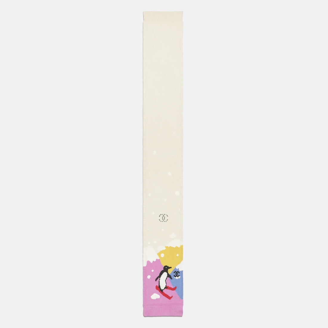 Chanel Scarf cashmere ecru and multicolour Coco Neige 2026 full length view