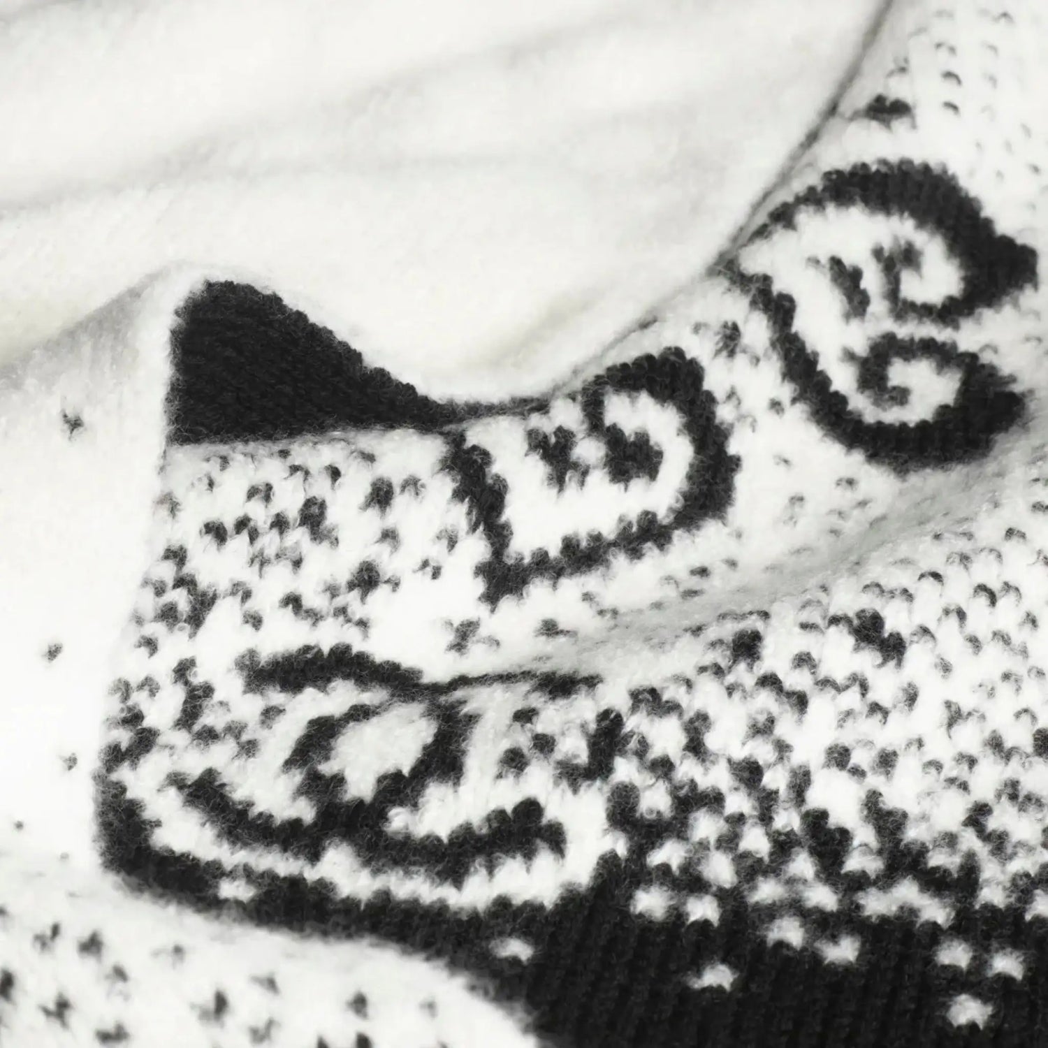 Scarf Cashmere &amp; wool Black &amp; White, Closeup