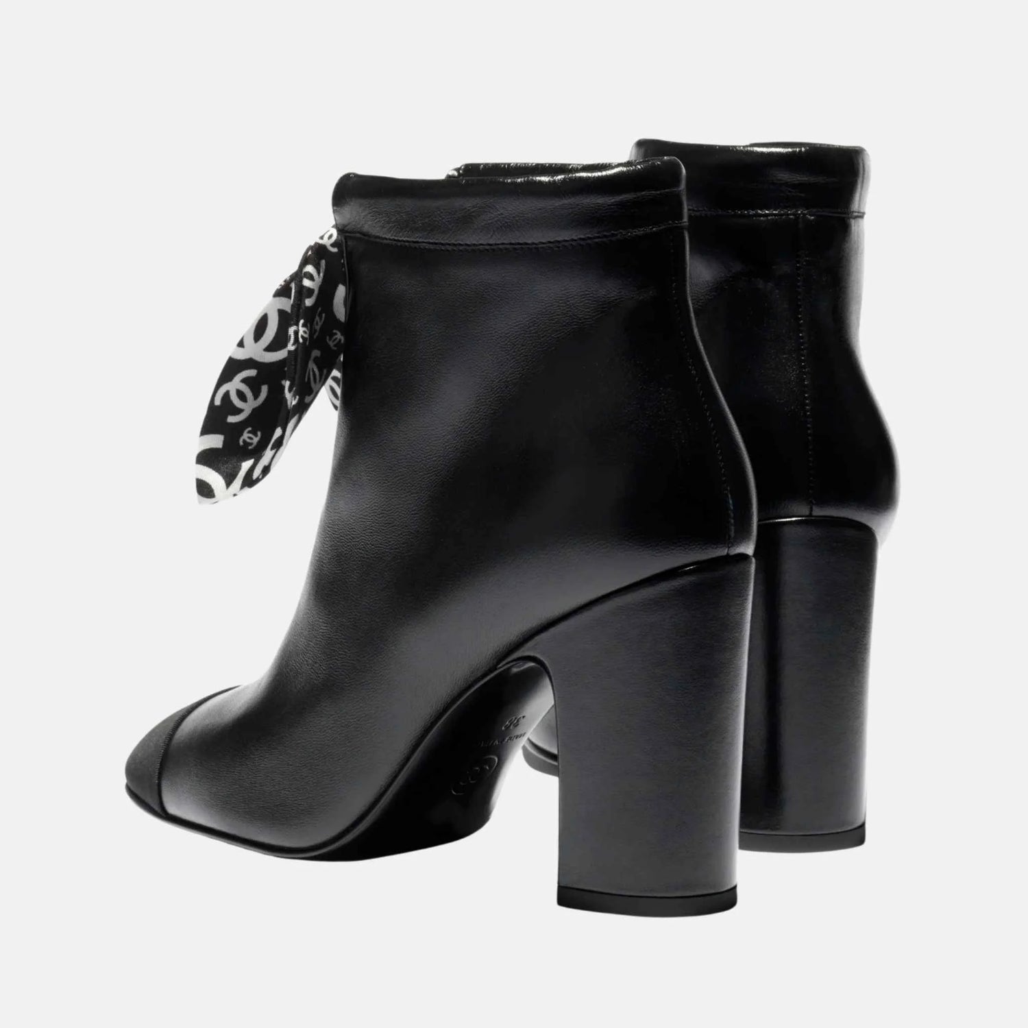 Short Boots in Lambskin Silk and Grosgrain