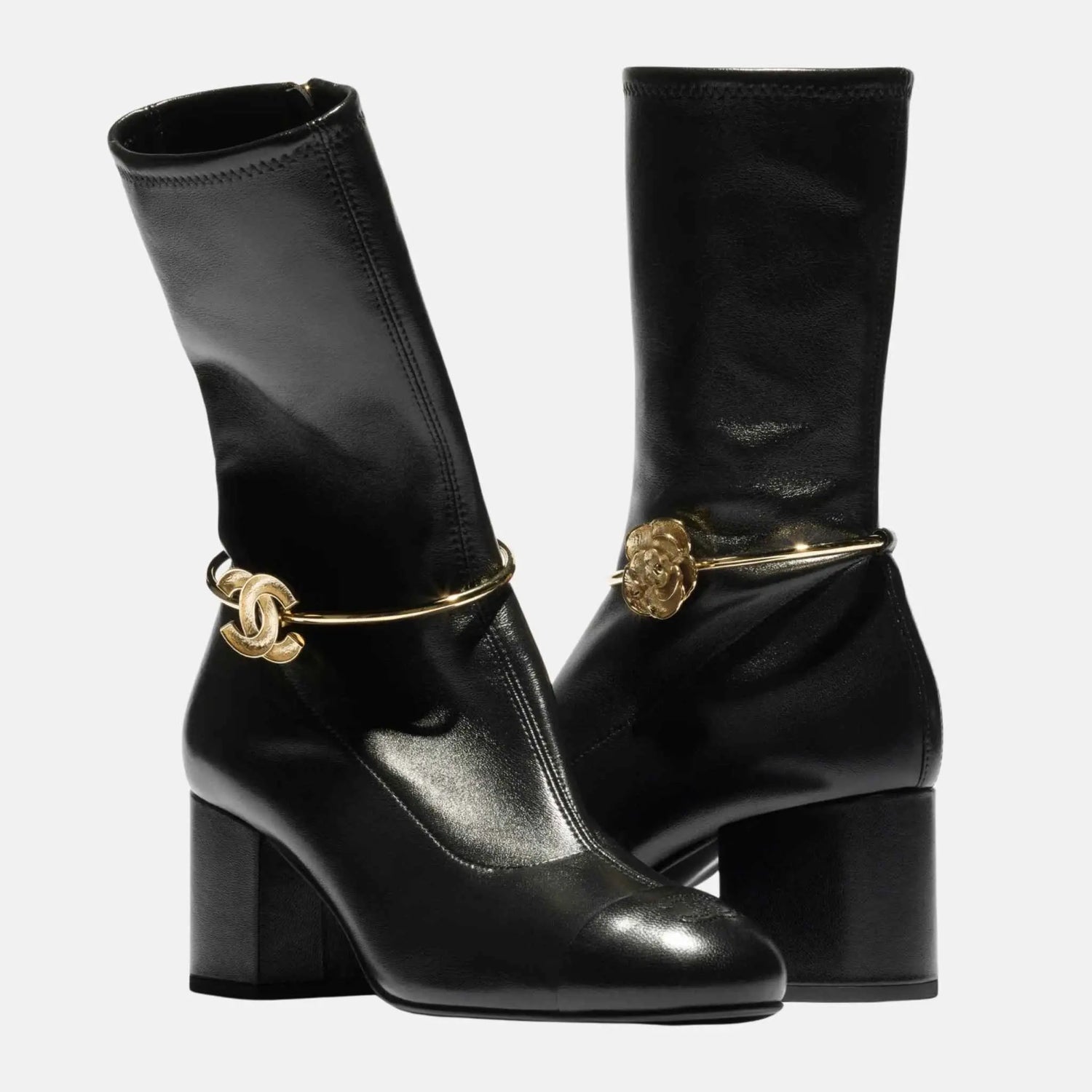 Short Boots in Stretch Lambskin and Lambskin