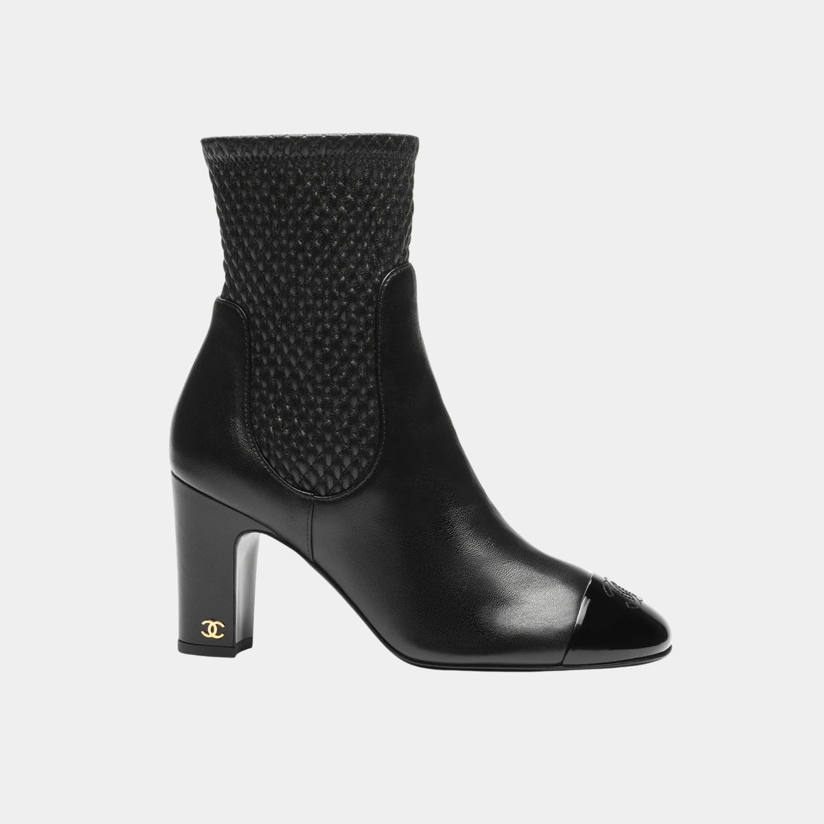 Short Boots Stretch Lambskin Lambskin &amp; Patent Calfskin Black