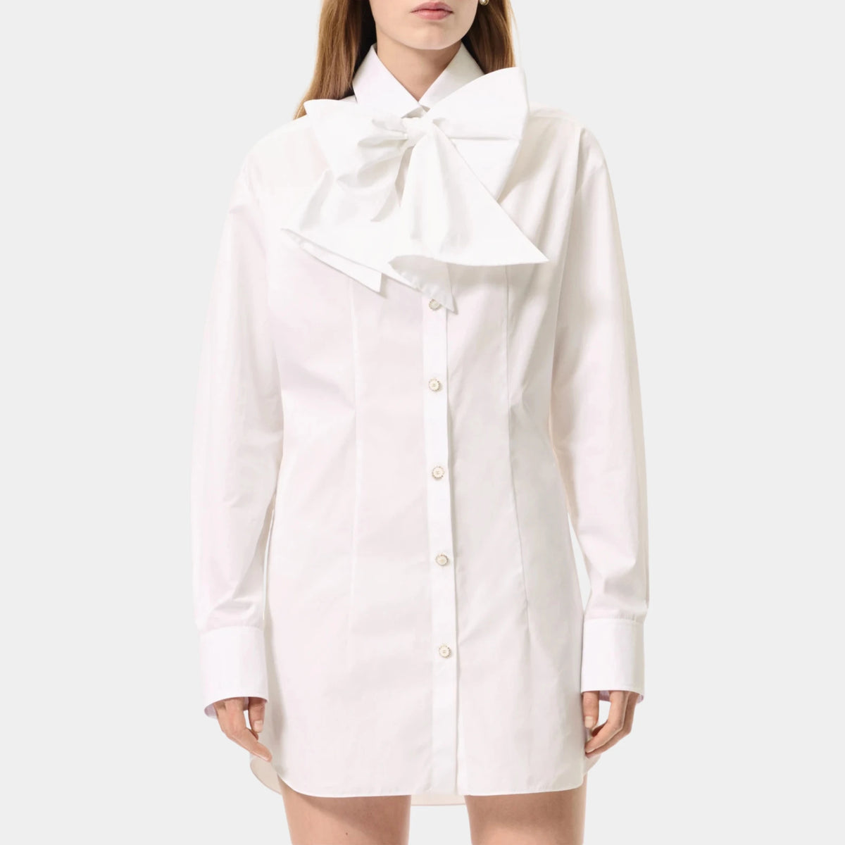 Short Dress in Cotton Poplin