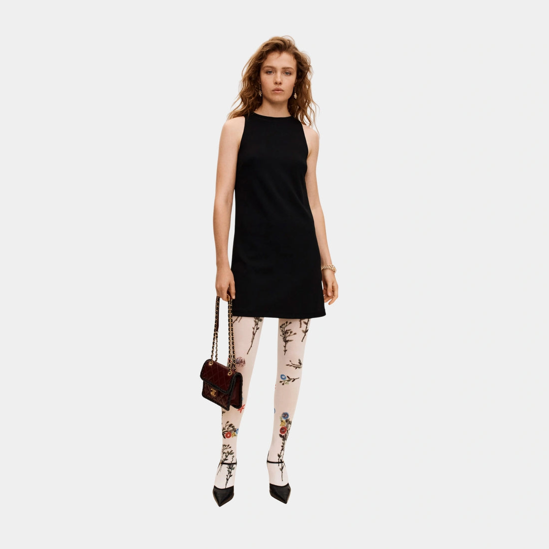 Short Dress in Black Mixed Fibres