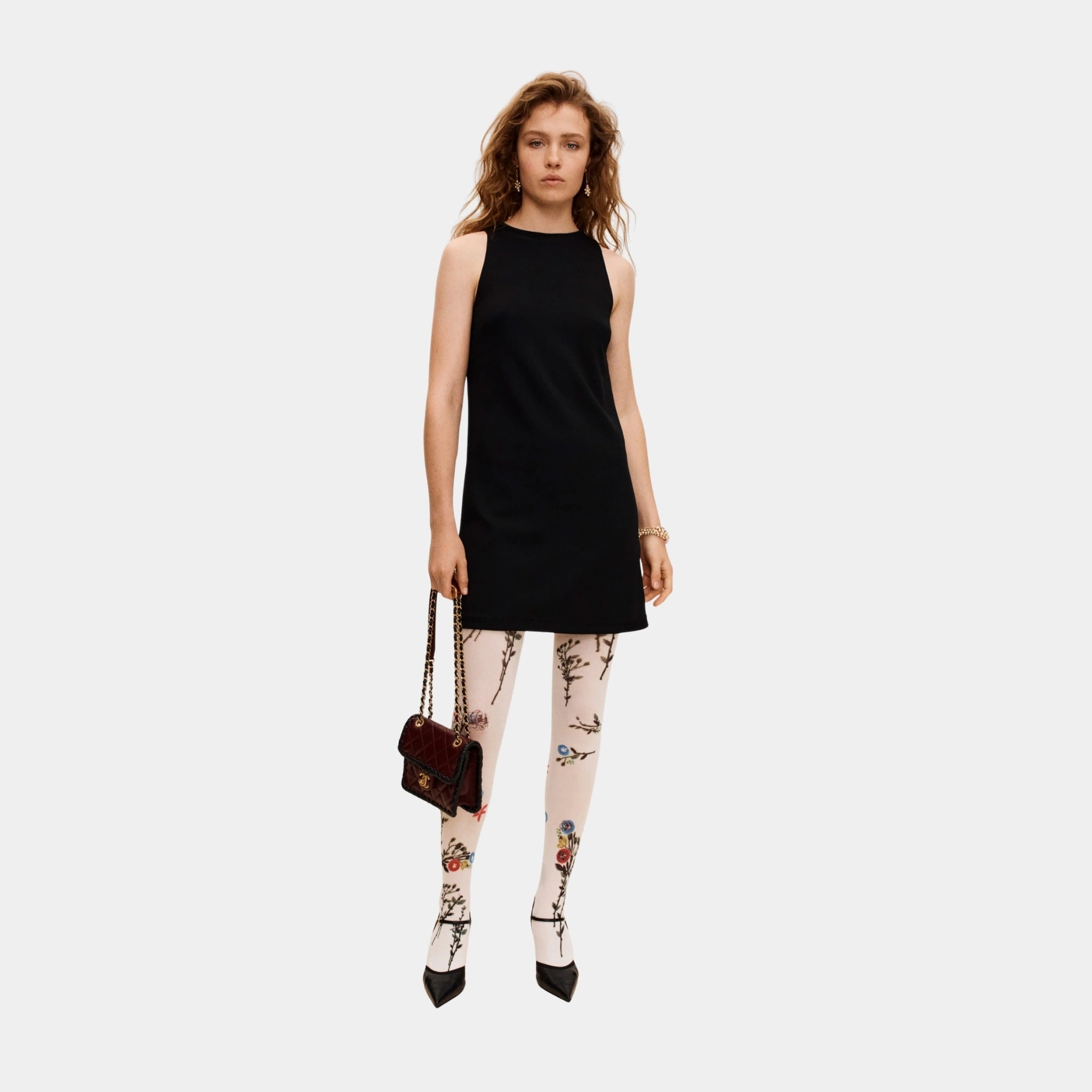 Short Dress in Black Mixed Fibres