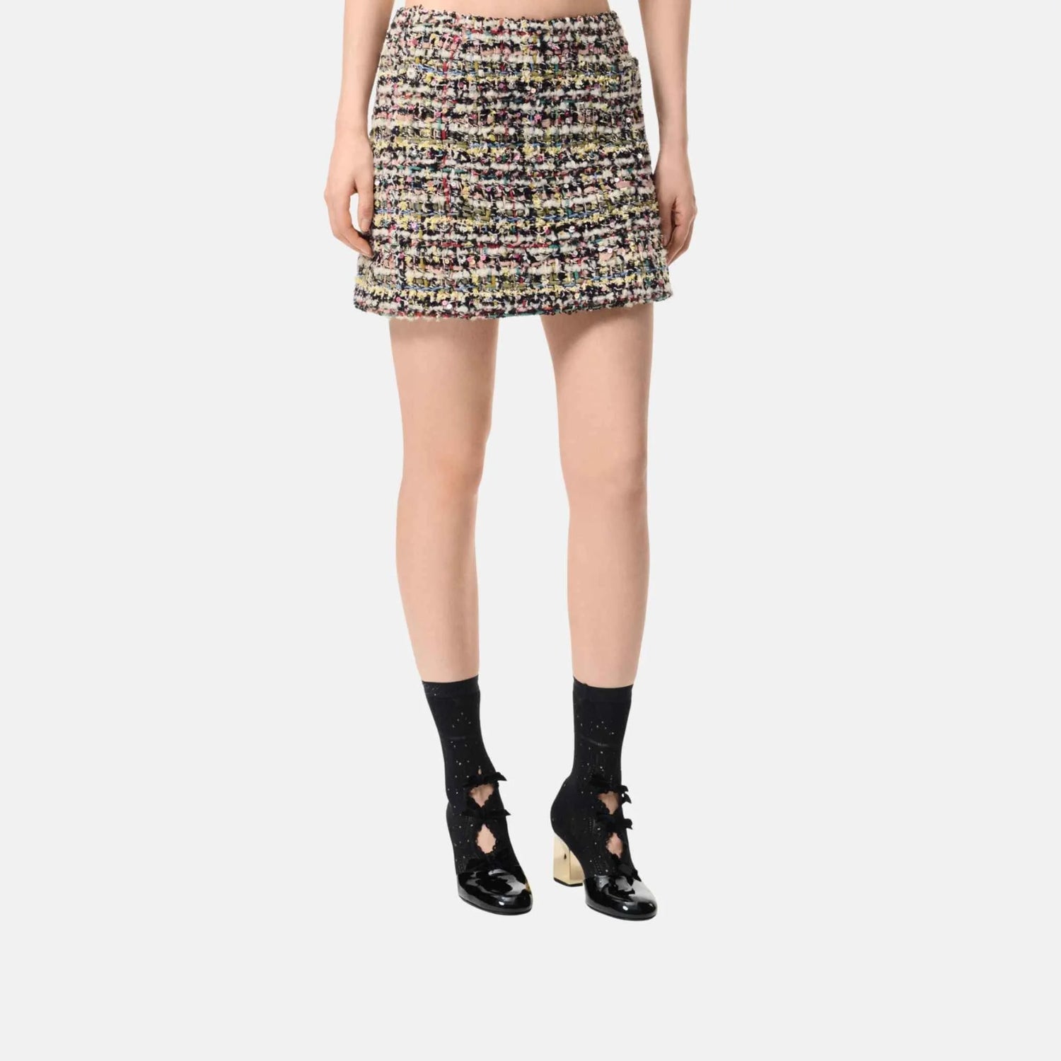 Chanel Short Skirt Cotton Tweed Multicolour
