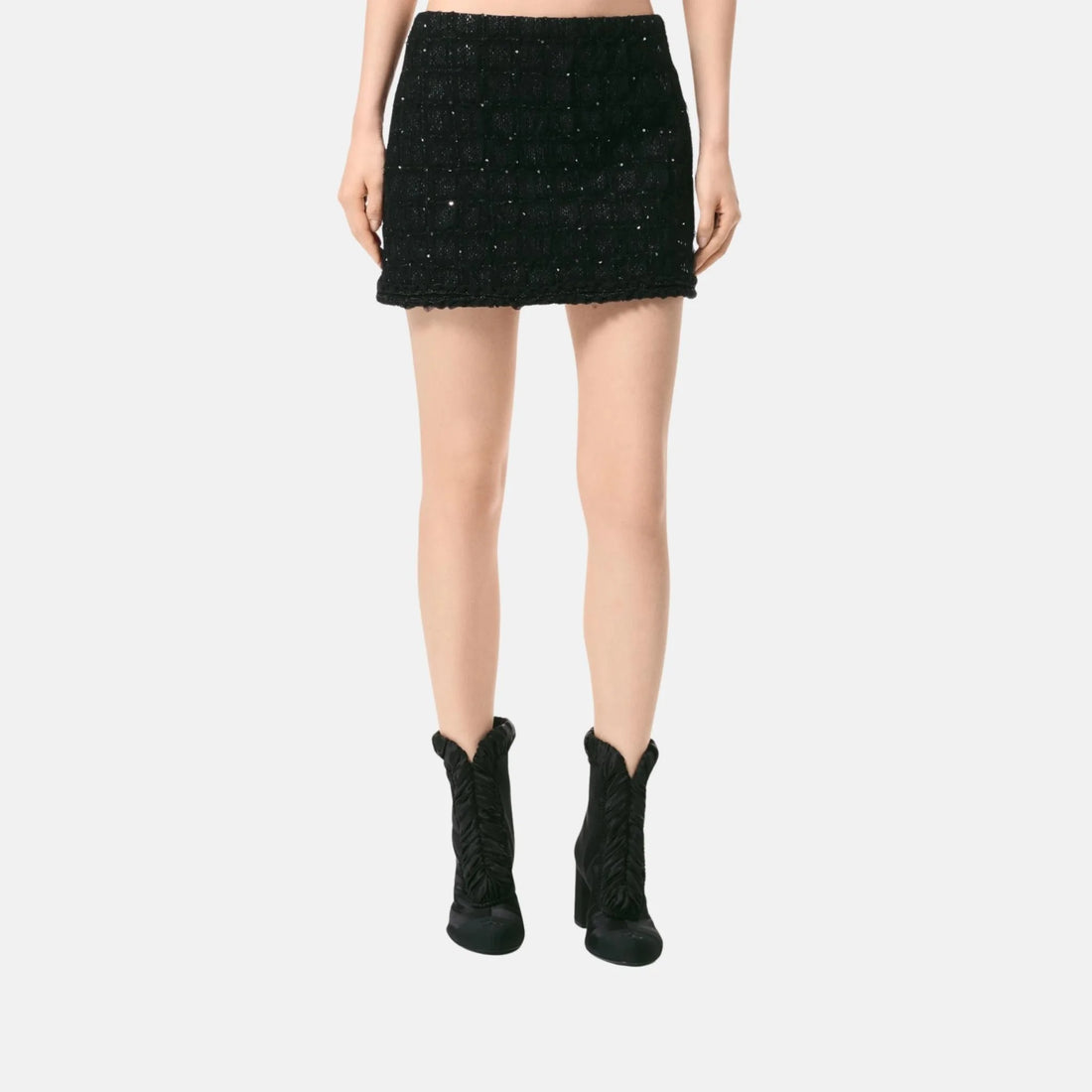 Chanel Short Skirt Sequin Embroidered Iridescent Woollen Tweed 