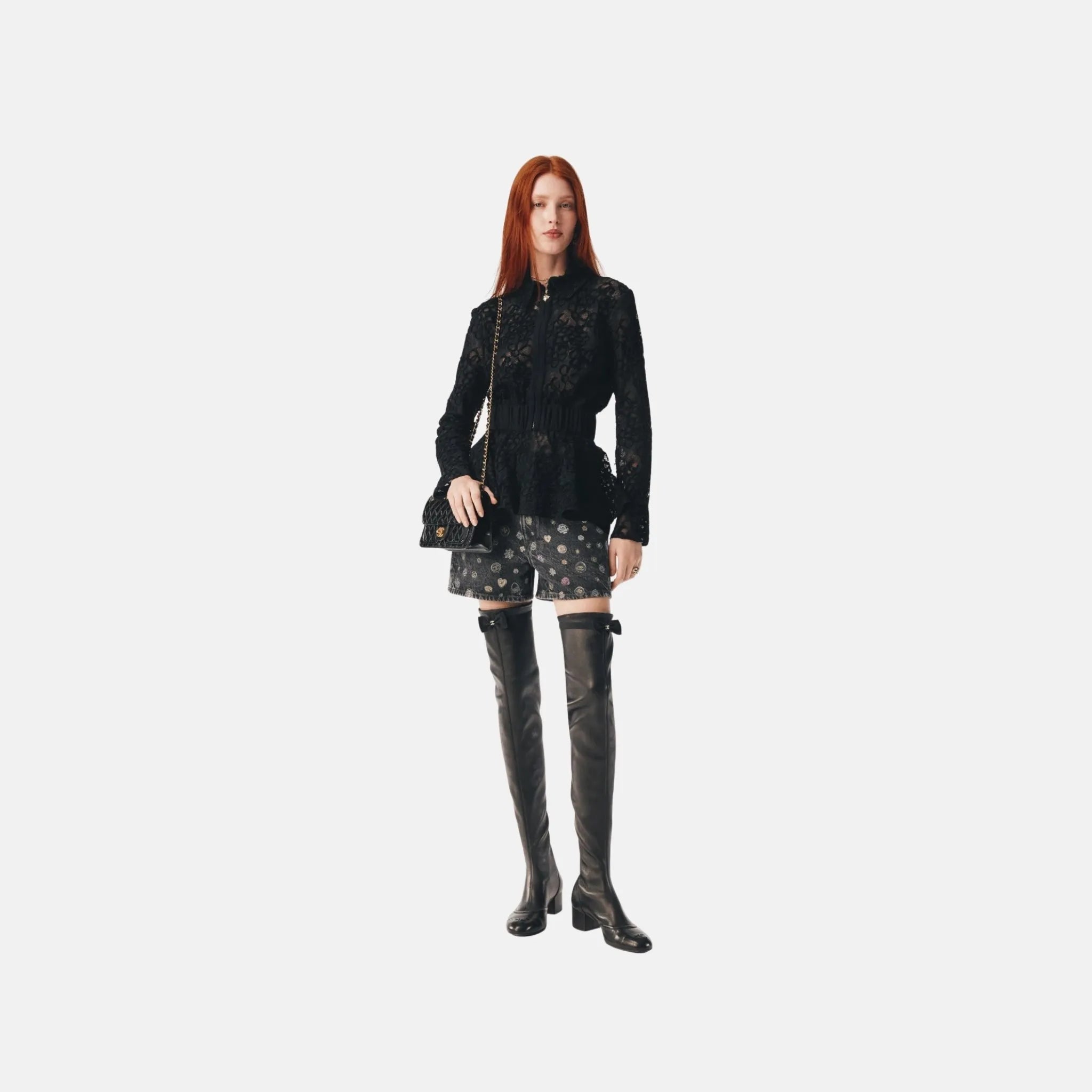 Chanel Shorts in Laminated Denim, Front