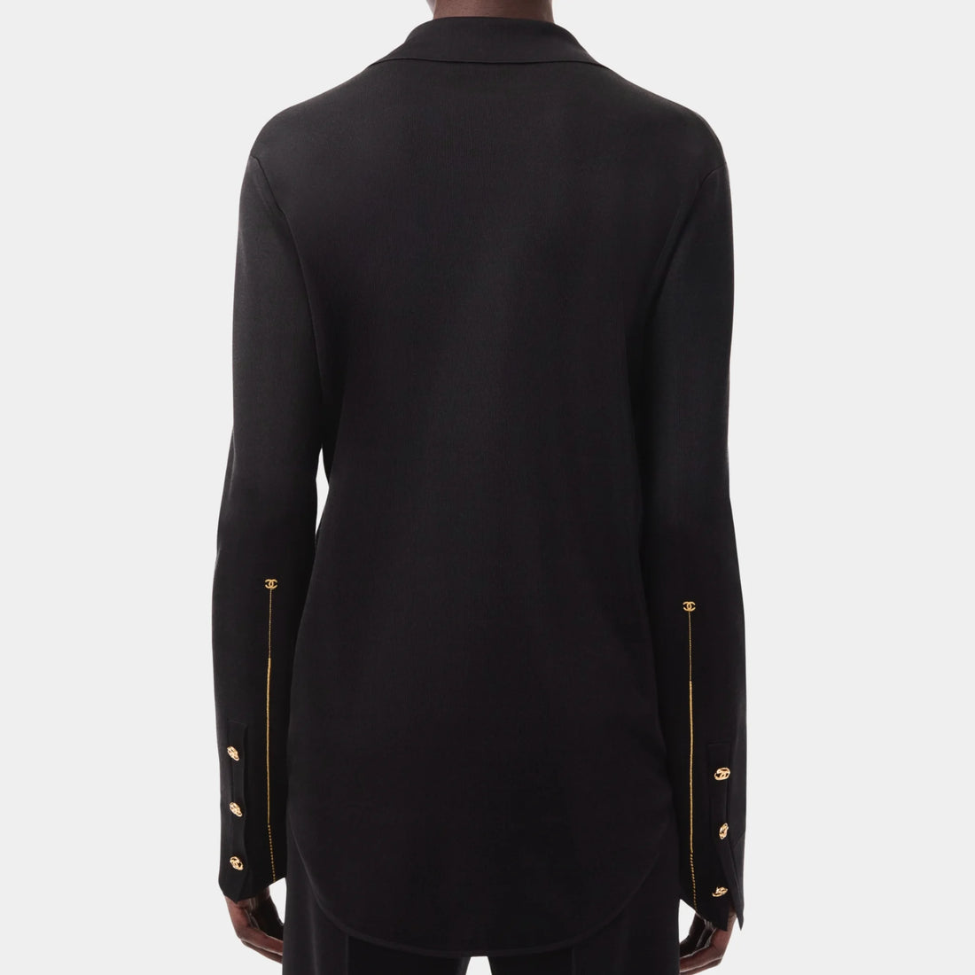 Chanel Silk Shirt in Black, Back