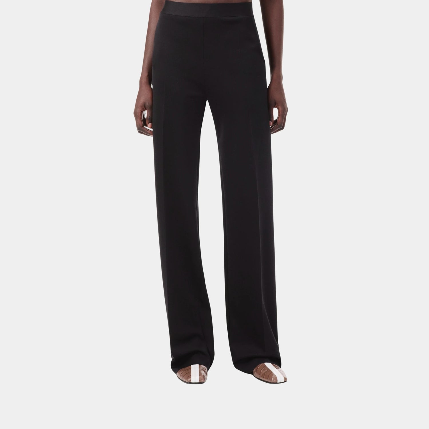 Chanel Silk Trousers in Black, Front