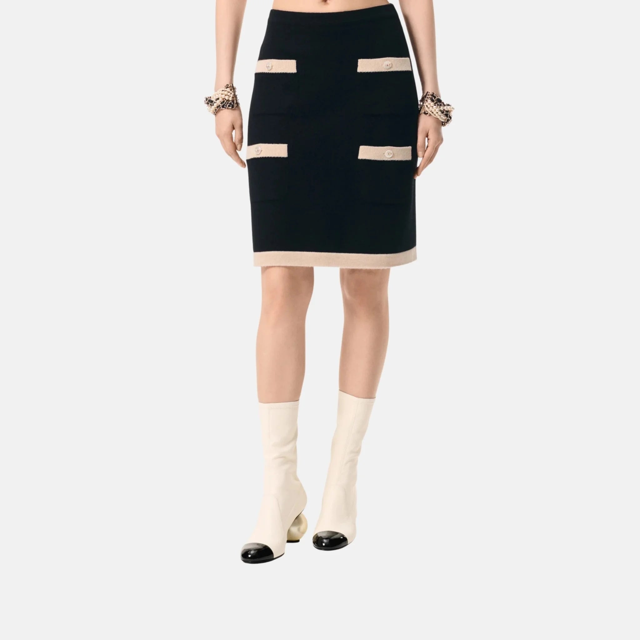 Chanel Skirt Cashmere, Black