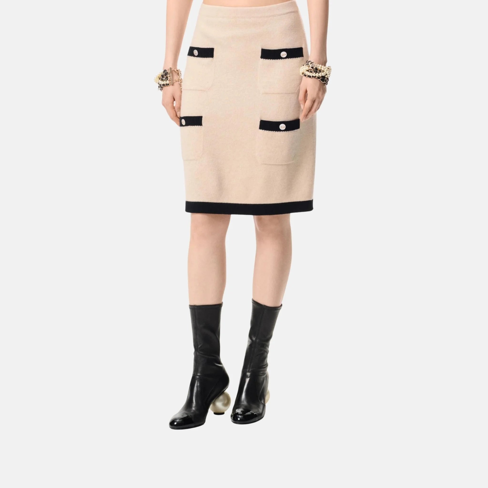 Chanel Skirt Cashmere, Light Beige