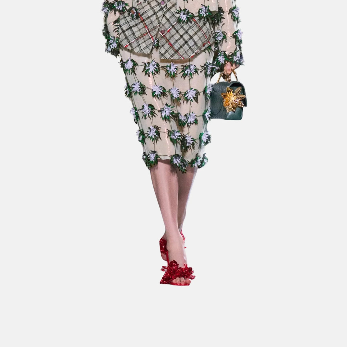 Chanel Skirt Cotton Mixed Fibres in Beige Green and Lilac