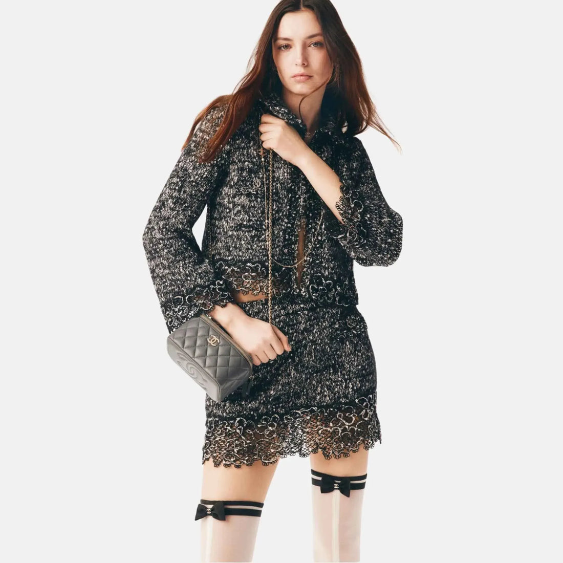 Chanel Skirt in Embroidered Cotton and Mohair, Front