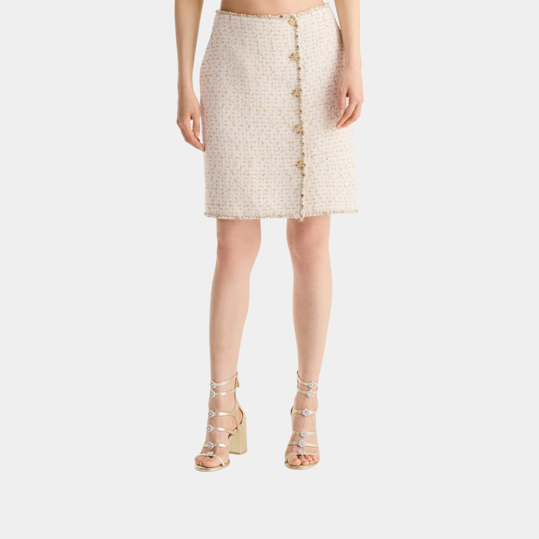 Chanel Skirt in Embroidered Cotton &amp; Wool Tweed, Front