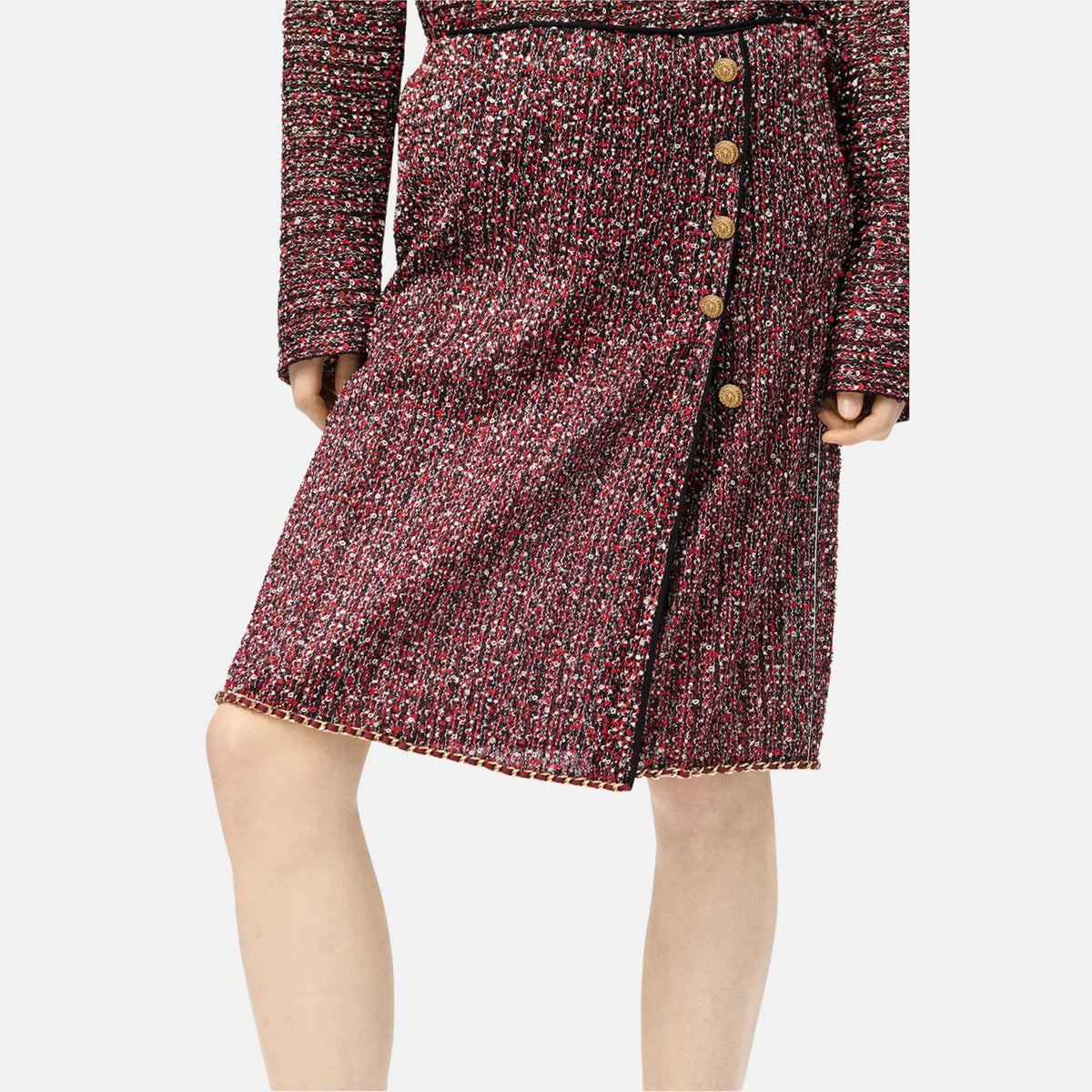 Chanel Skirt Silk Mixed Fibres in Red Ecru