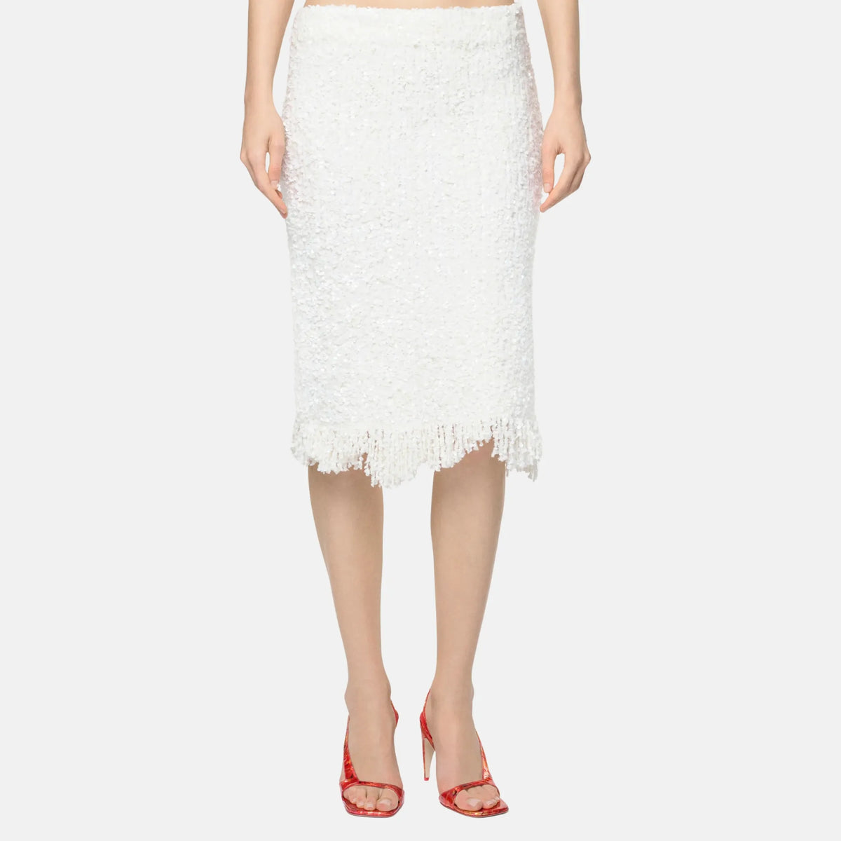 Skirt Wool Silk Mixed Fibres in Iridescent White